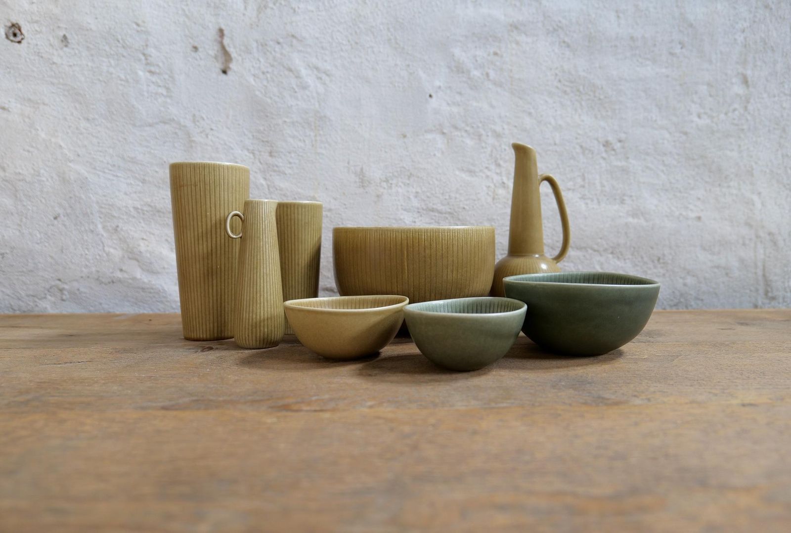 Scandinavian Midcentury Set Of 8 Rörstrand Ritzi Vases And Bowls Gunnar Nylund photo 1984.0