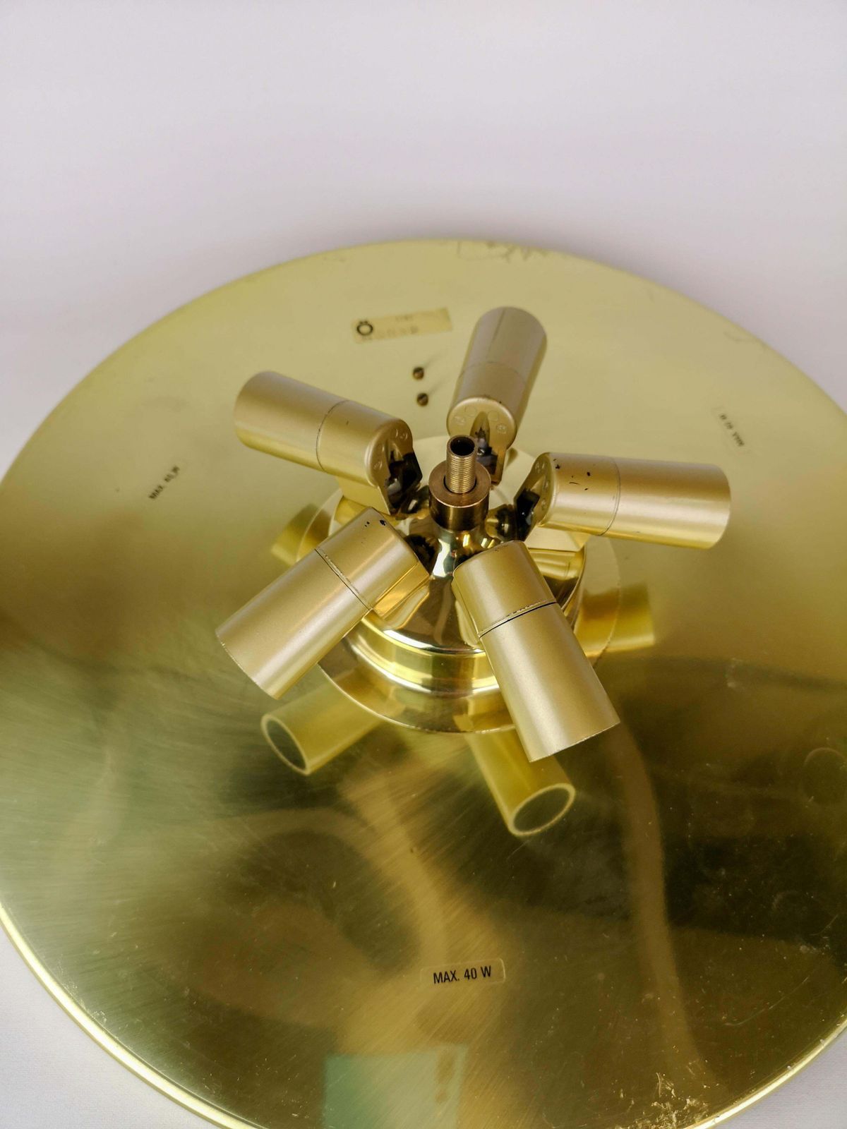 Midcentury Orrefors Crystal Brass Ceiling Lamp, Carl Fagerlund, 1970s, Sweden photo vinterior