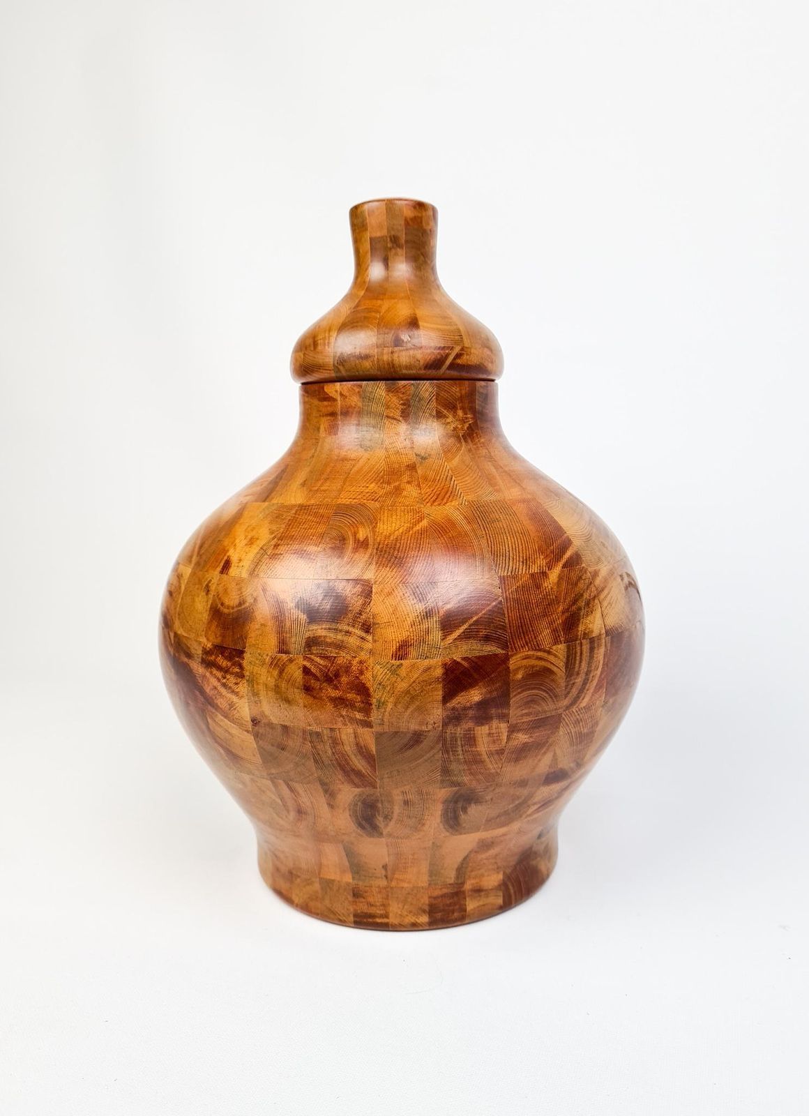 Scandinavian Modern Wooden Pine Urn Exceptional Quality, 1970s, Sweden photo for sale