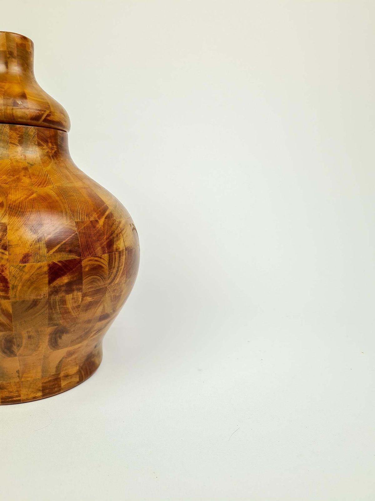 Scandinavian Modern Wooden Pine Urn Exceptional Quality, 1970s, Sweden photo 599.0