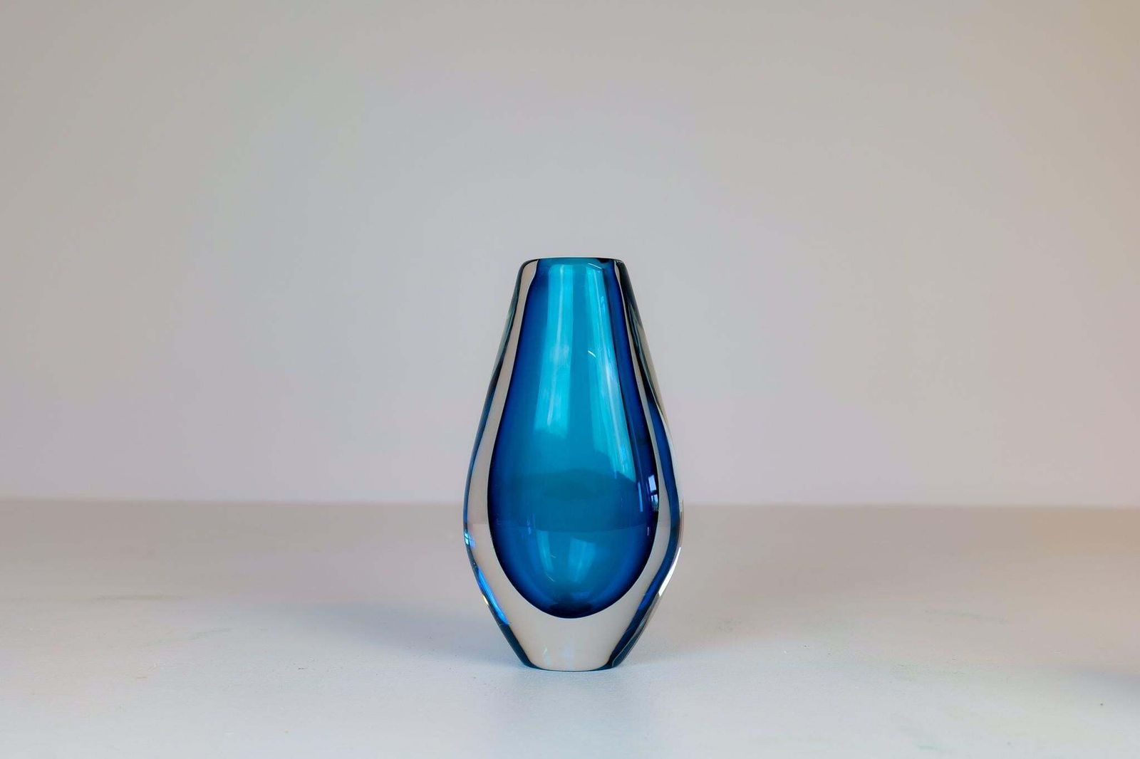 Midcentury Modern Pair Of Sven Palmqvist Orrefors Heavy Crystal Vases Clear Blue photo buy