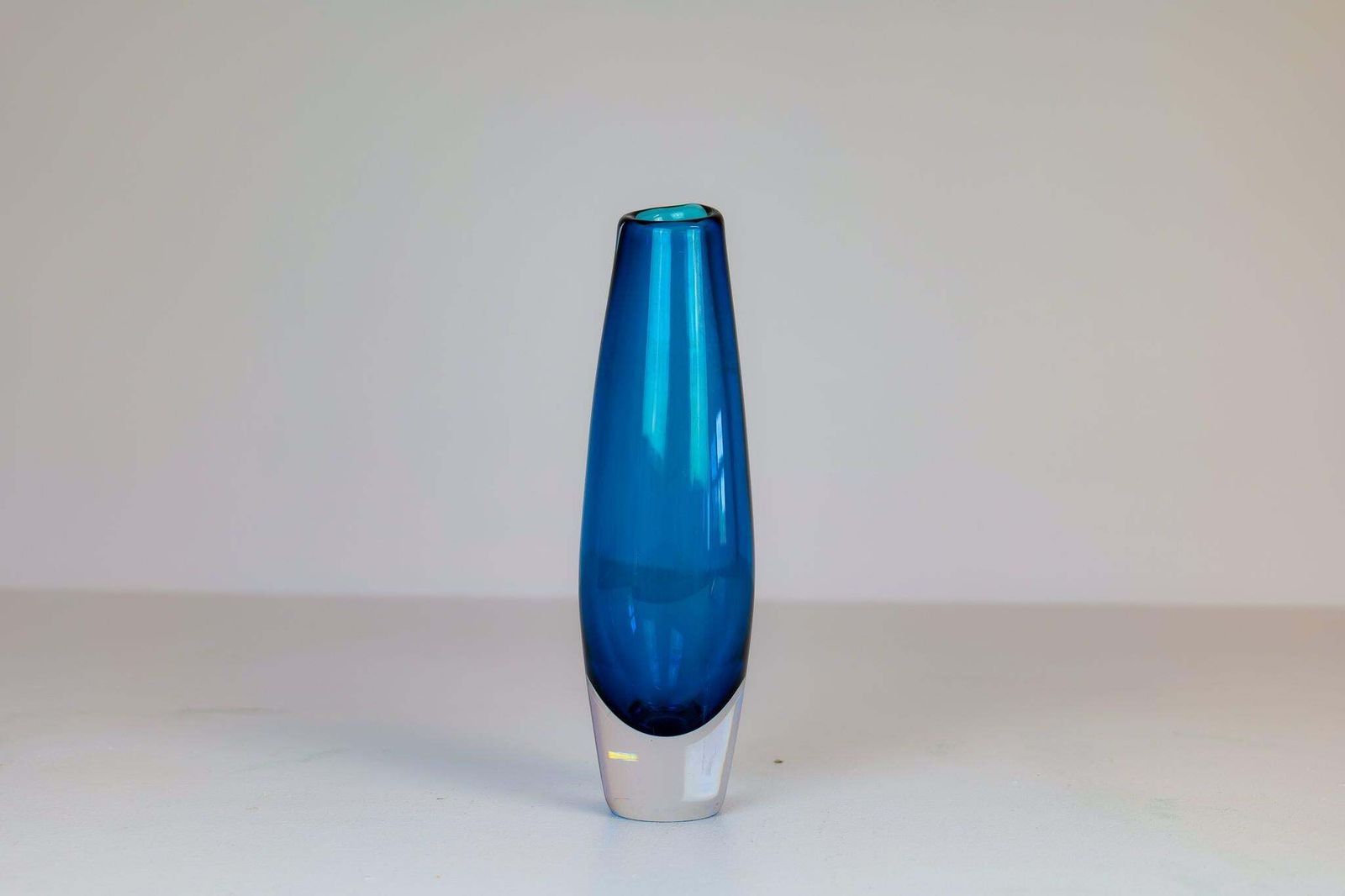 photo furniture Midcentury Modern Pair Of Sven Palmqvist Orrefors Heavy Crystal Vases Clear Blue