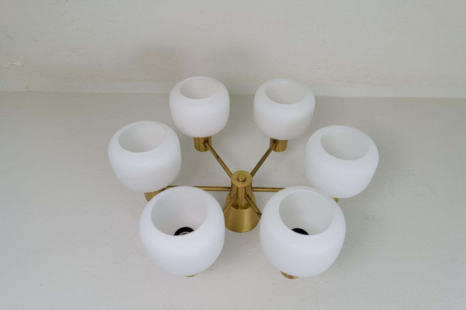 Mid Century Modern Brass Ceiling Fixture Asea Sweden, 1950s photo 3635.0