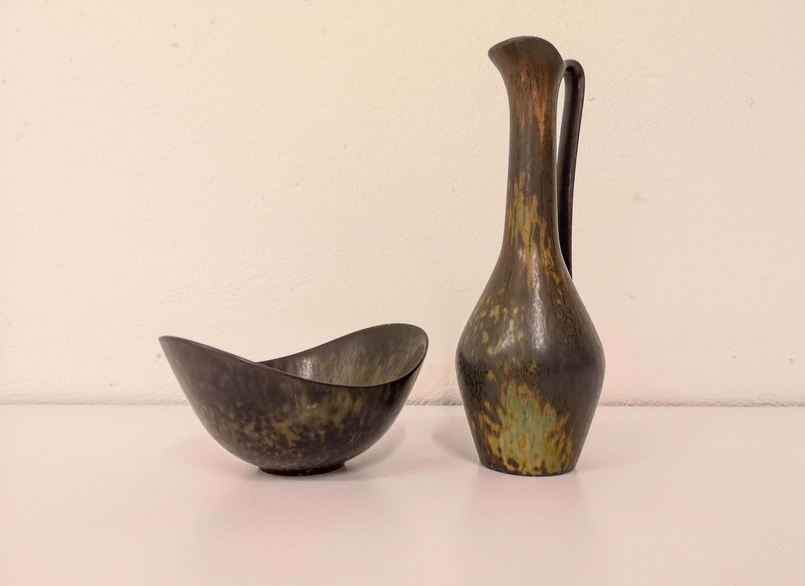 Midcentury Modern Set Of 2 Ceramic Pieces Rörstrand Gunnar Nylund, Sweden photo for sale