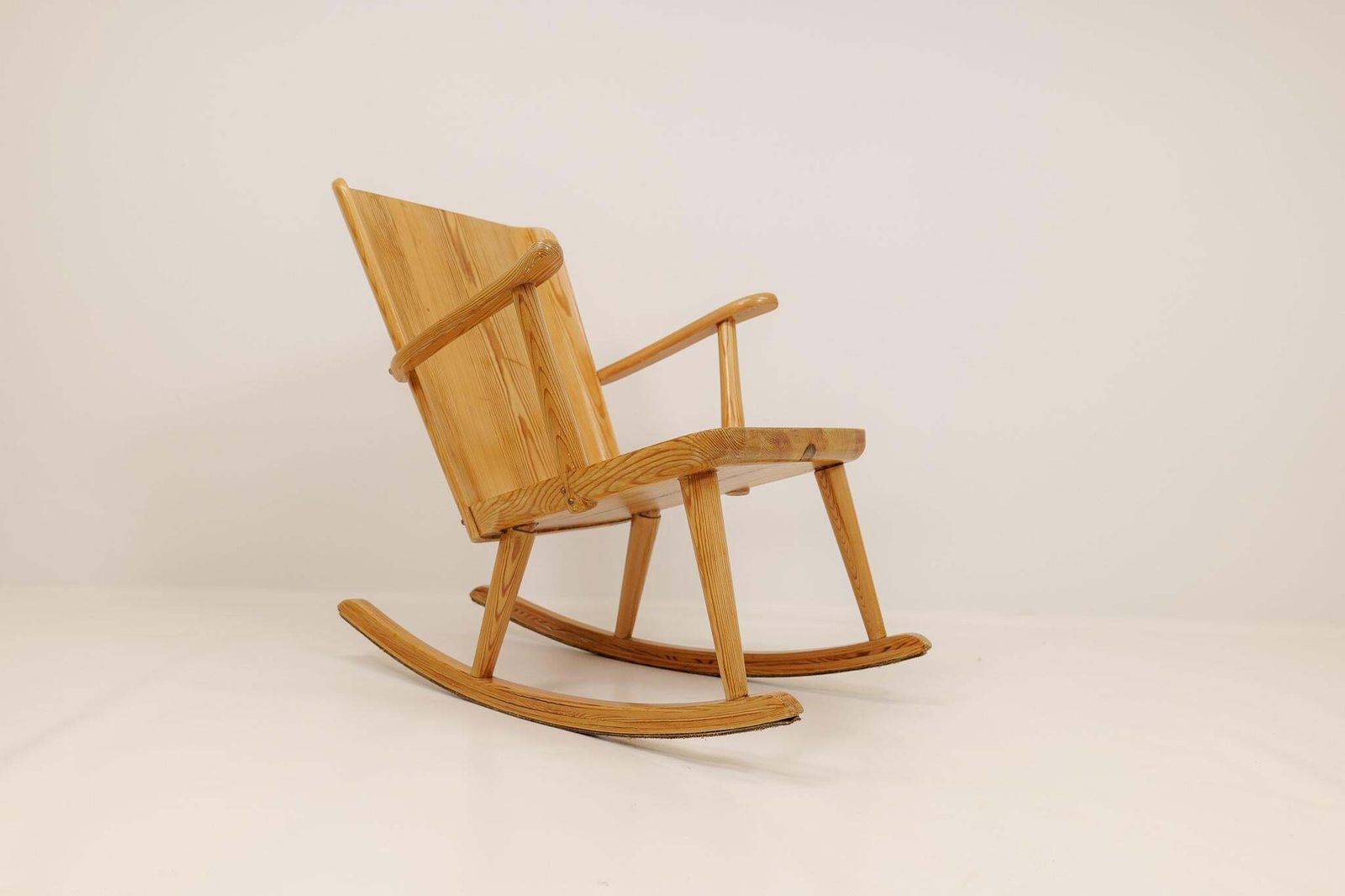 Midcentury Rocking Chair In Pine, Göran Malmvall, Sweden, 1940s photo for sale