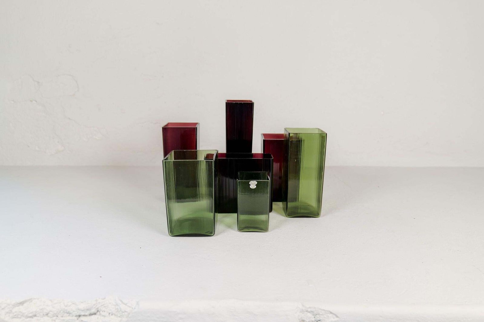 Midcentury Collection Of Seven "Ice" Gullaskruf Vases, Sweden, 1960s photo for sale