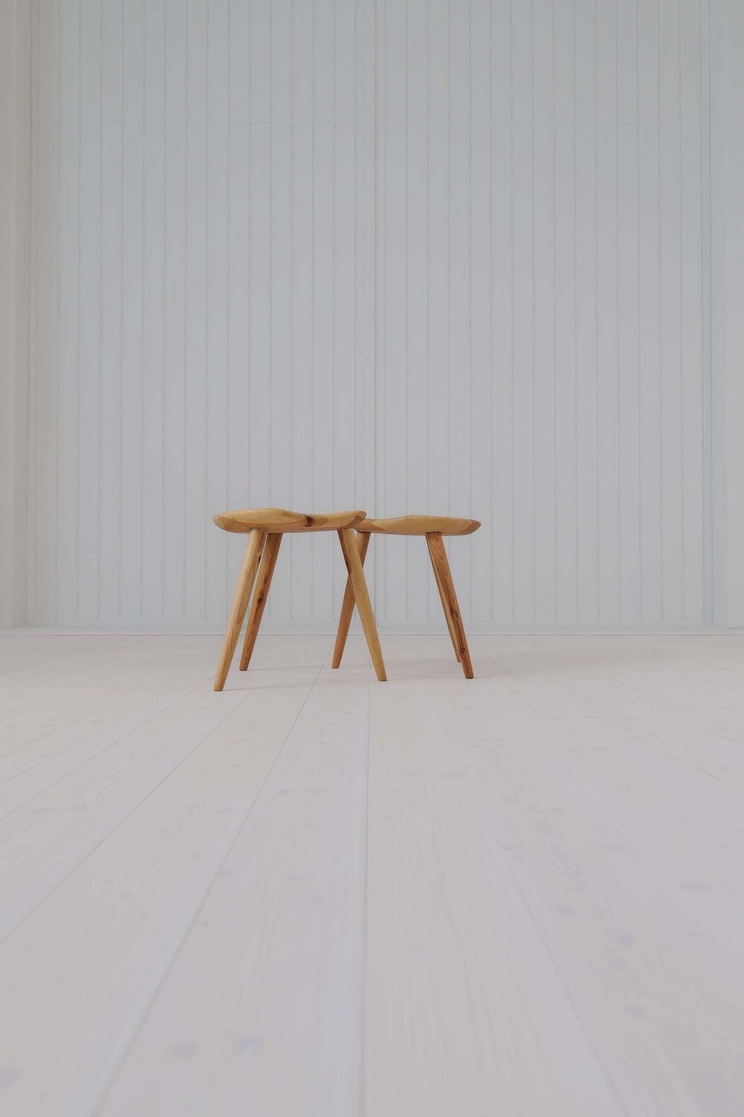 Midcentury Modern Pair Sculptural Stools In Pine By Norsk Husflid 1960s Norway photo furniture
