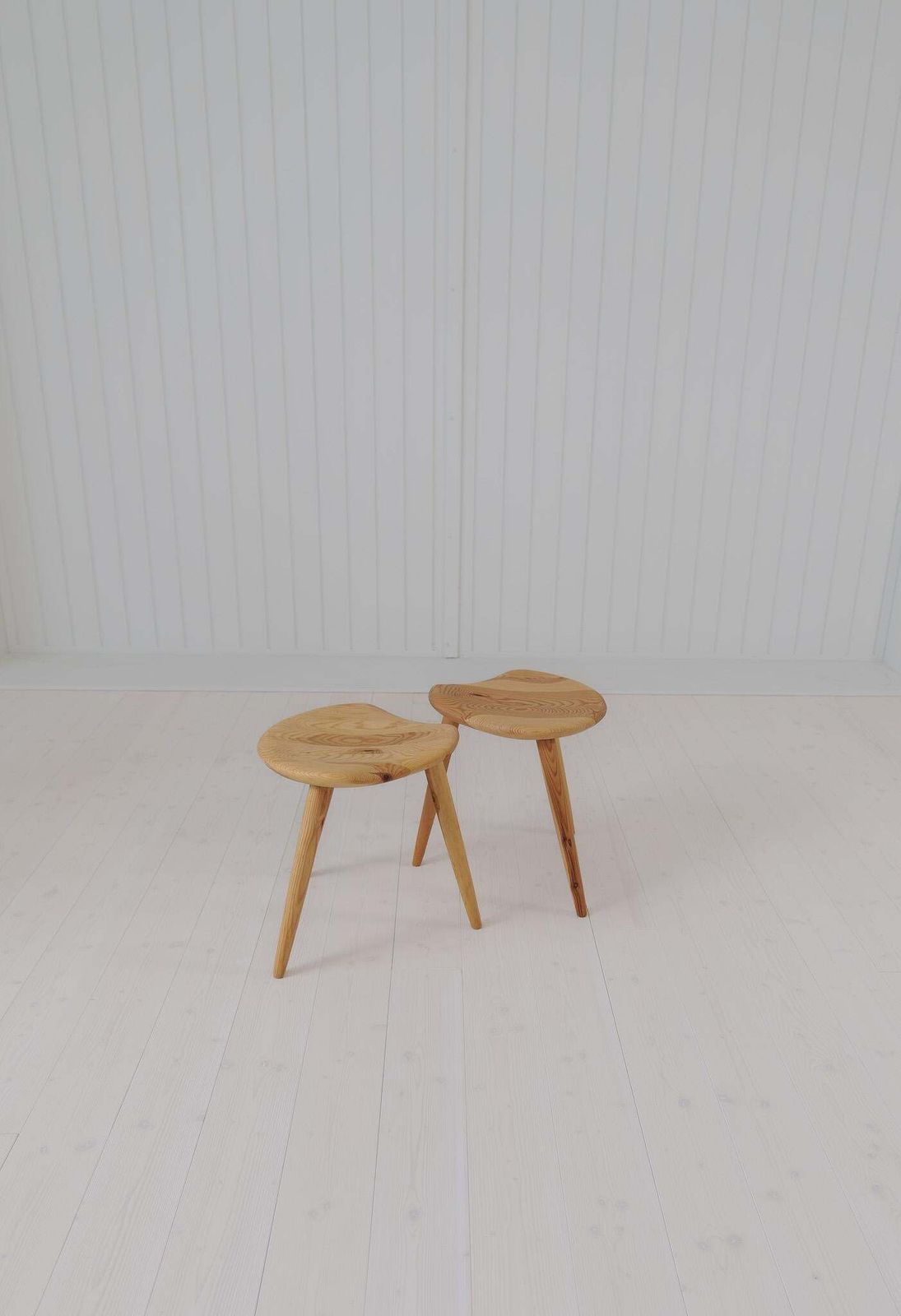 Midcentury Modern Pair Sculptural Stools In Pine By Norsk Husflid 1960s Norway photo Furniture