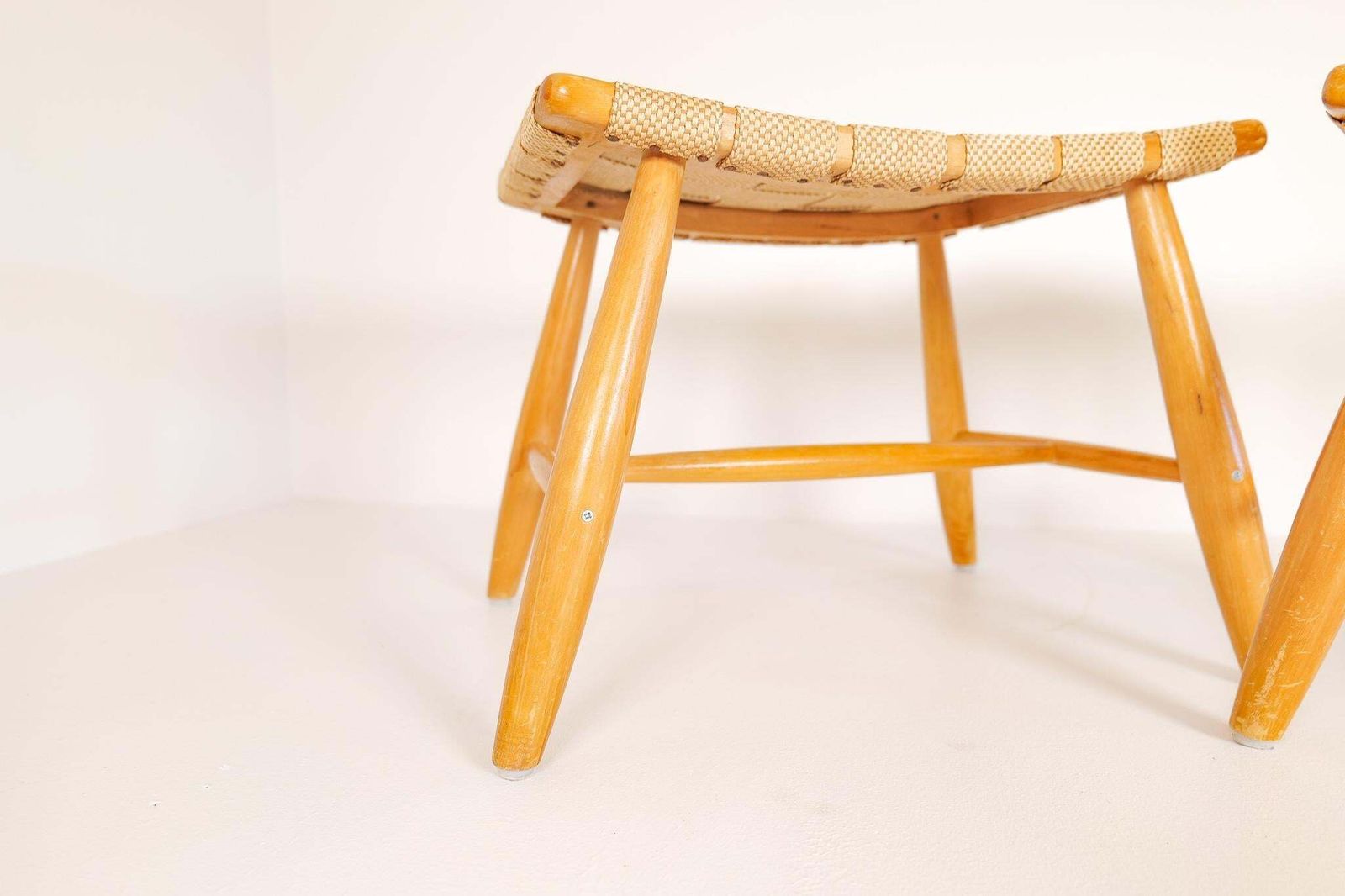 Midcentury Pair Of Swedish Stools In Lacquered Birch, 1960s photo buy