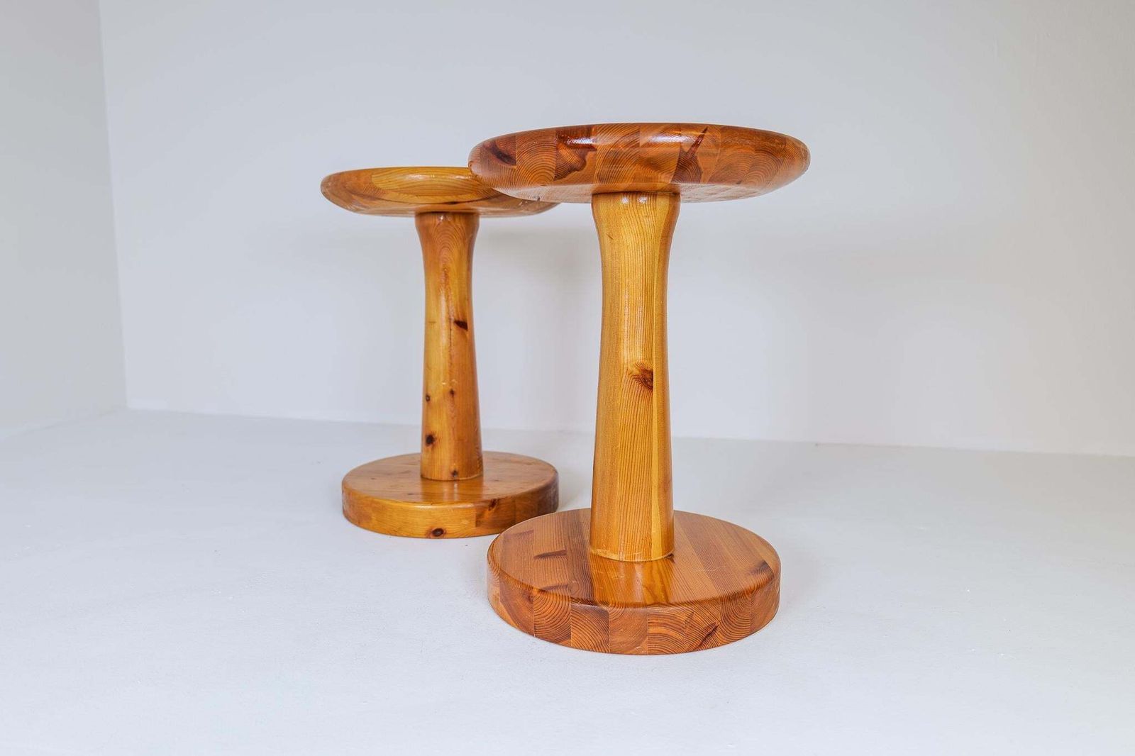 Scandinavian Modern Minimalistic Pair Of Pine Stools Sweden, 1970s photo Furniture