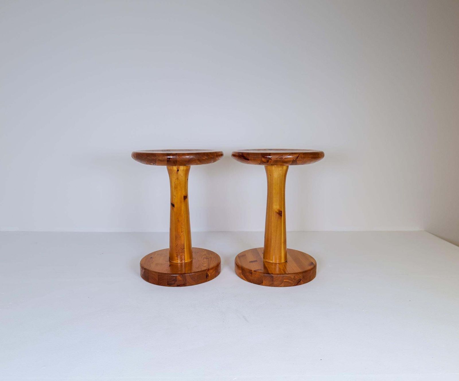 Scandinavian Modern Minimalistic Pair Of Pine Stools Sweden, 1970s photo 2480.0
