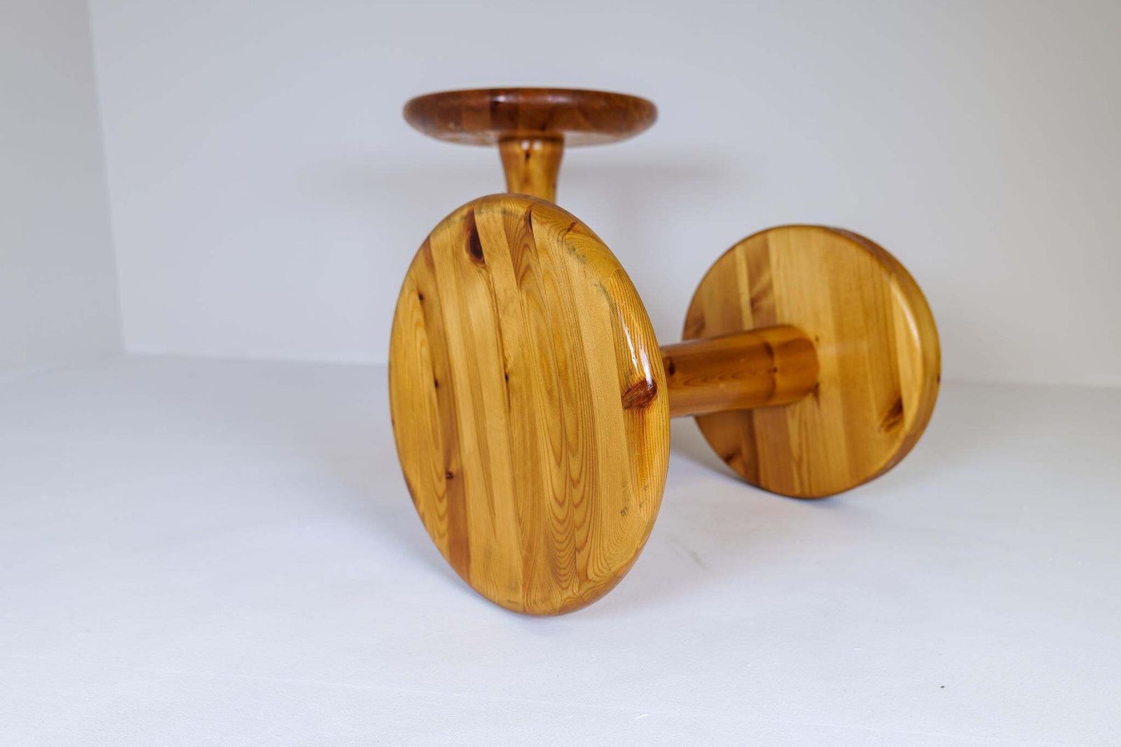 photo furniture Scandinavian Modern Minimalistic Pair Of Pine Stools Sweden, 1970s