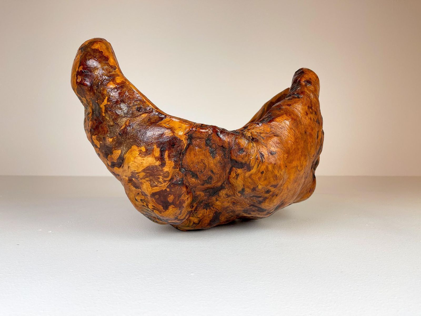 Exeptional Large Swedish Folk Art Organic Burl Bowl, Circa 1960s photo vinterior