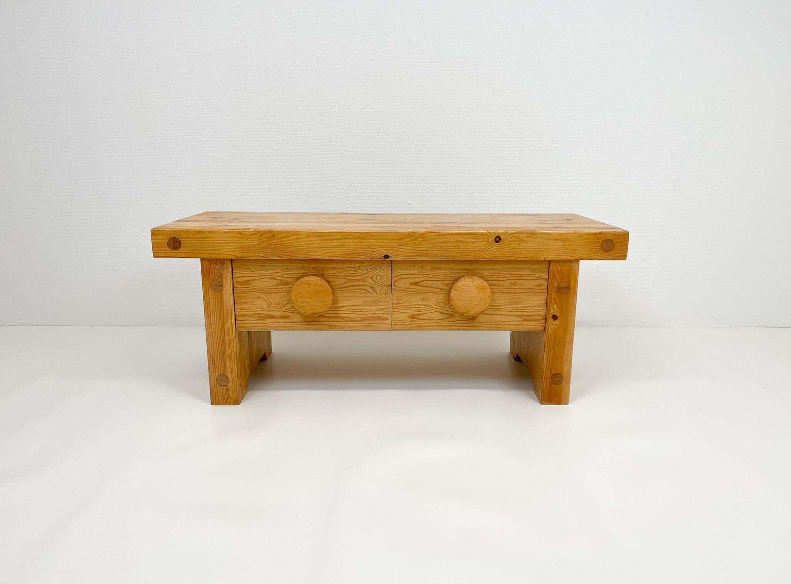 Scandinavian Modern Solid Pine Bench By Fröseke, Furniture Maker In Sweden, 1970s photo furniture