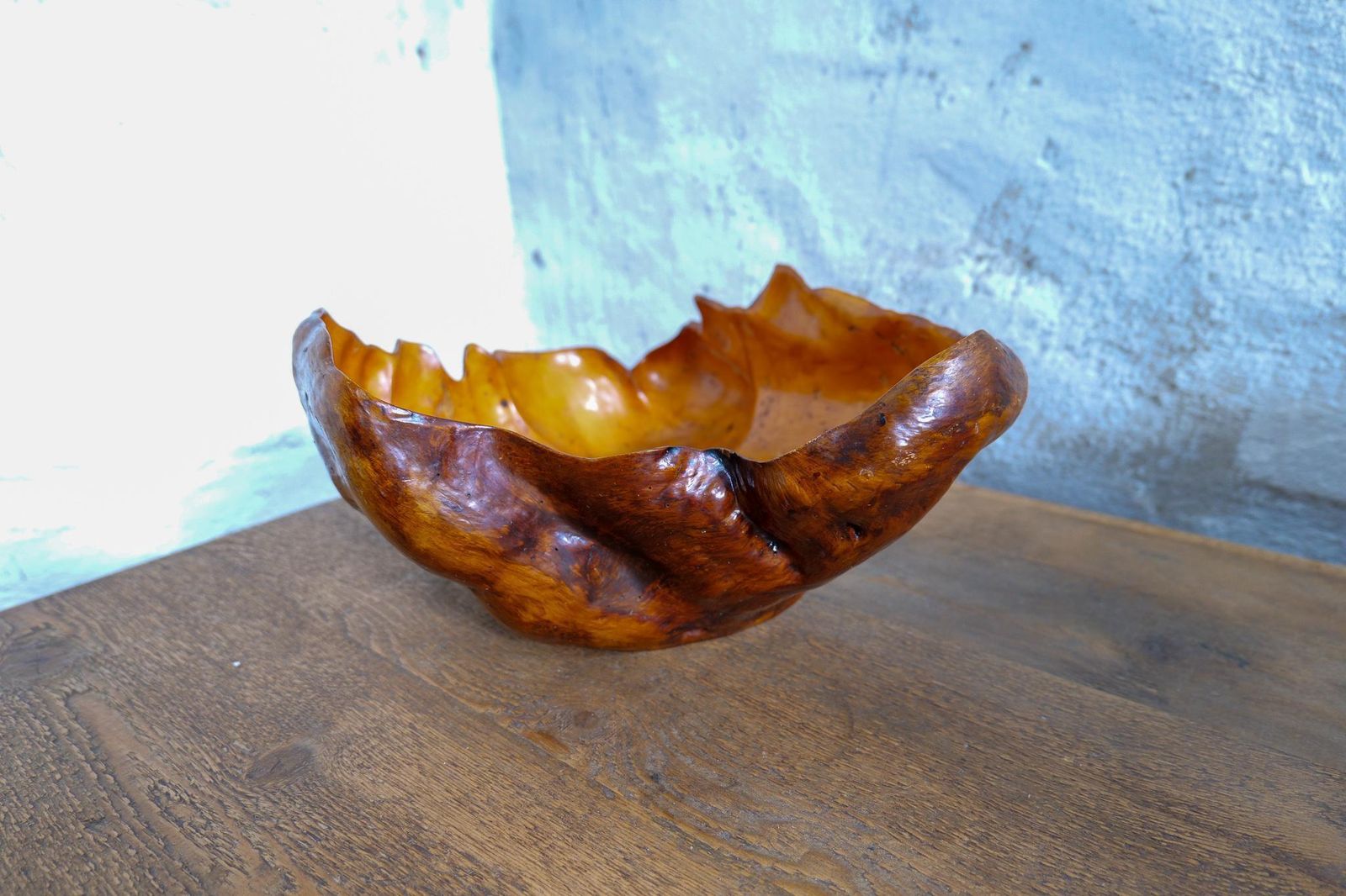 Swedish Folk Art Very Large Organic Burl Curly Dark Grain Birch Bowl, Circa 1960s photo Home Decor