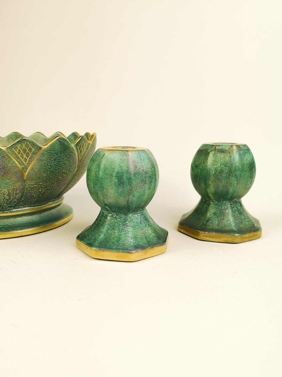 Gustavsberg Art Deco Bowl And Candlesticks Josef Ekberg photo for sale