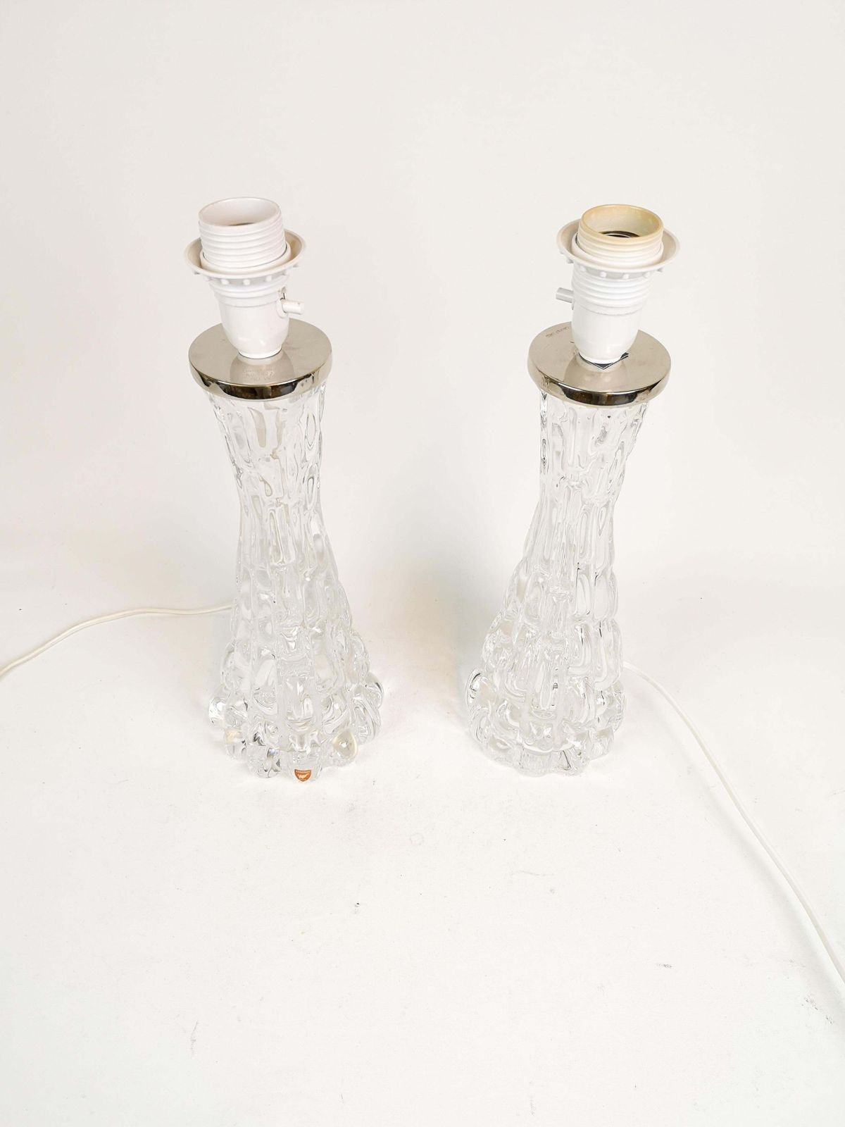 photo for sale Swedish Midcentury Crystal Table Lamps Orrefors By Carl Fagerlund