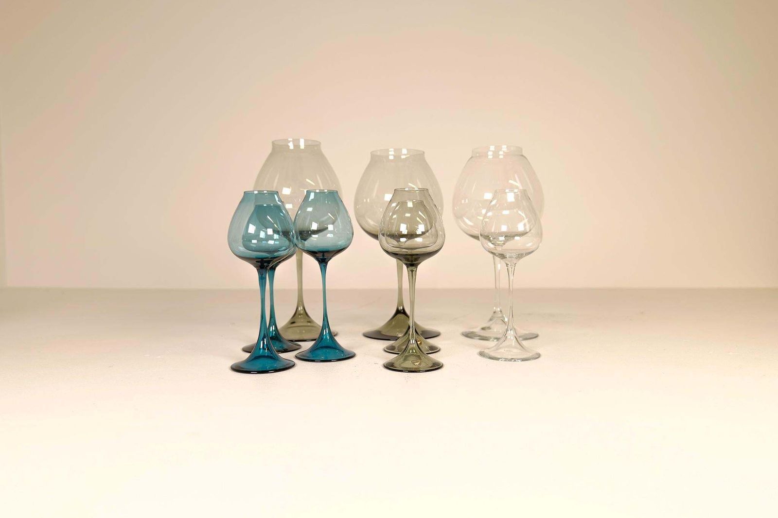 Large Collection Midcentury Orrefors Tulip Glasses Nils Landberg Sweden 1950s photo 3249.0