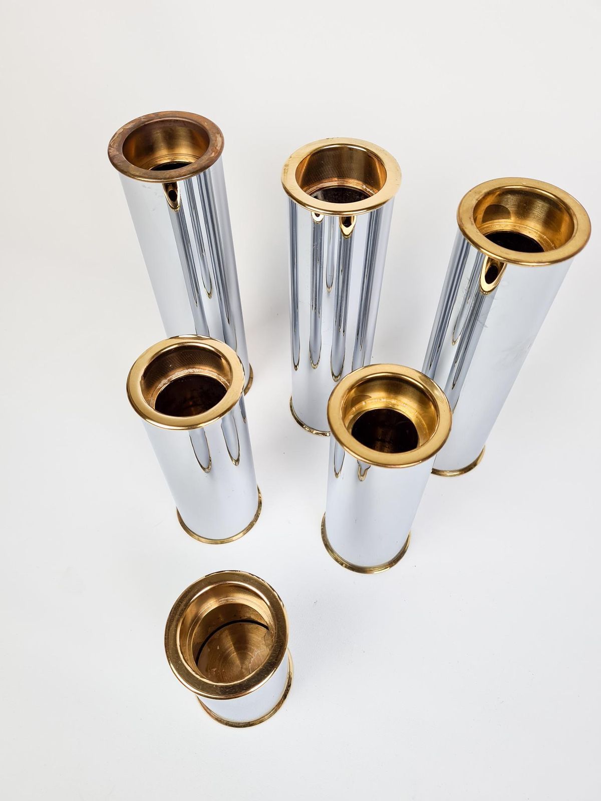 Swedish Modern Candelholders In Brass And Steel, Englesson, Sweden, 1970s photo buy