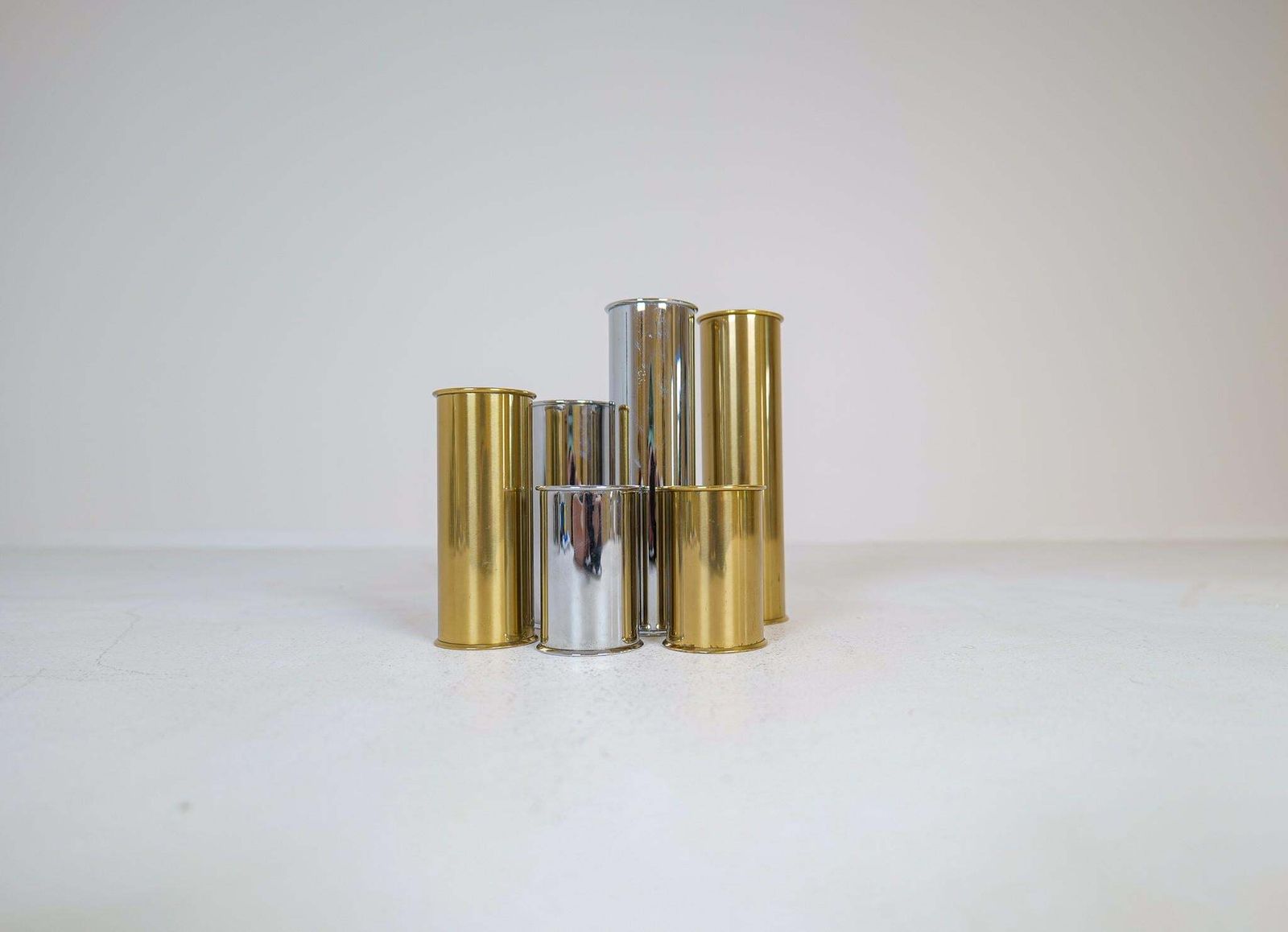 Swedish Modern Candelholders In Brass And Steel, Englesson, Sweden, 1970s photo furniture