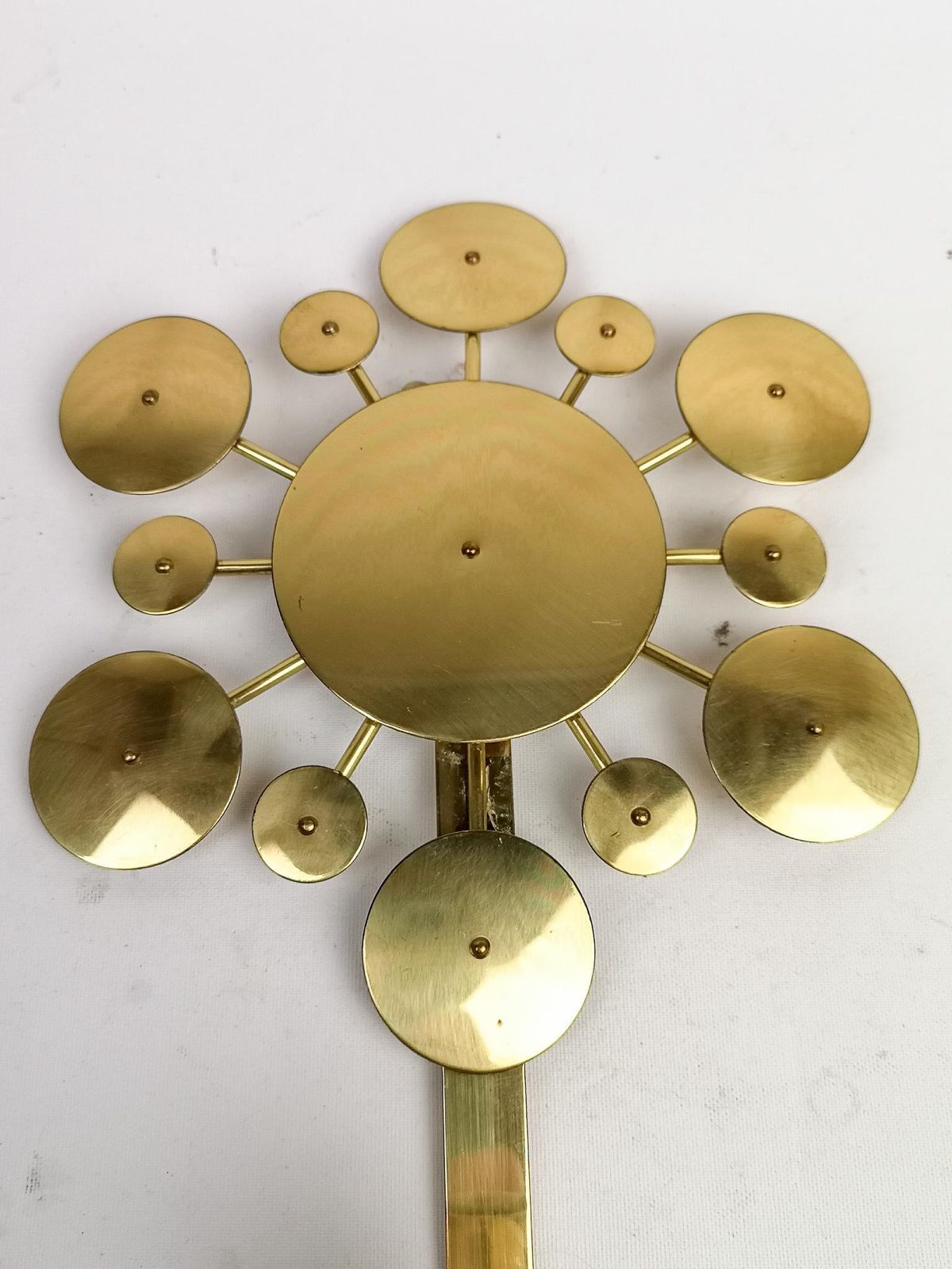 Set Of 3 Brass Wall Candlesticks "Sunburst" Holmström, Arvika, Sweden, 1960s photo buy