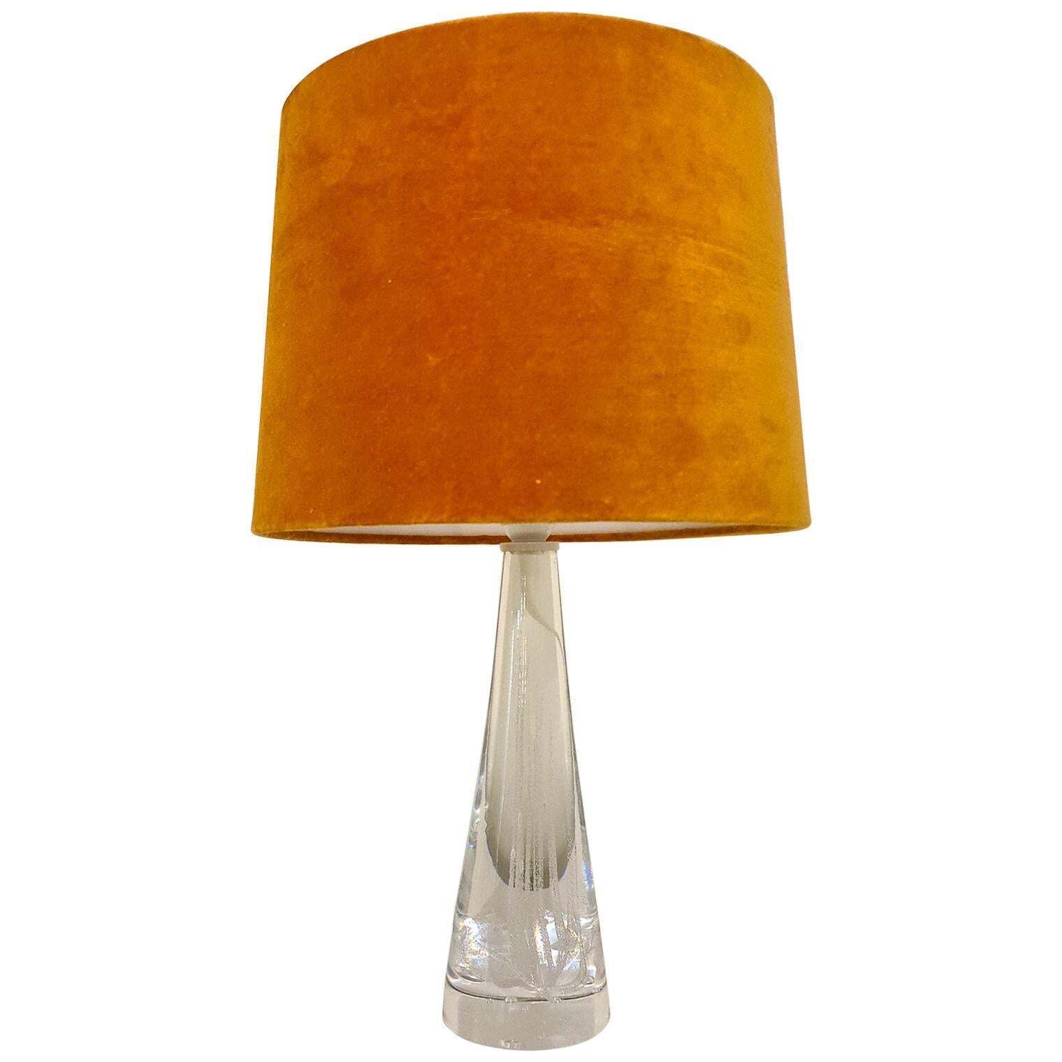 Midcentury Crystal Glass Table Lamp By Vicke Lindstrand Kosta, Sweden