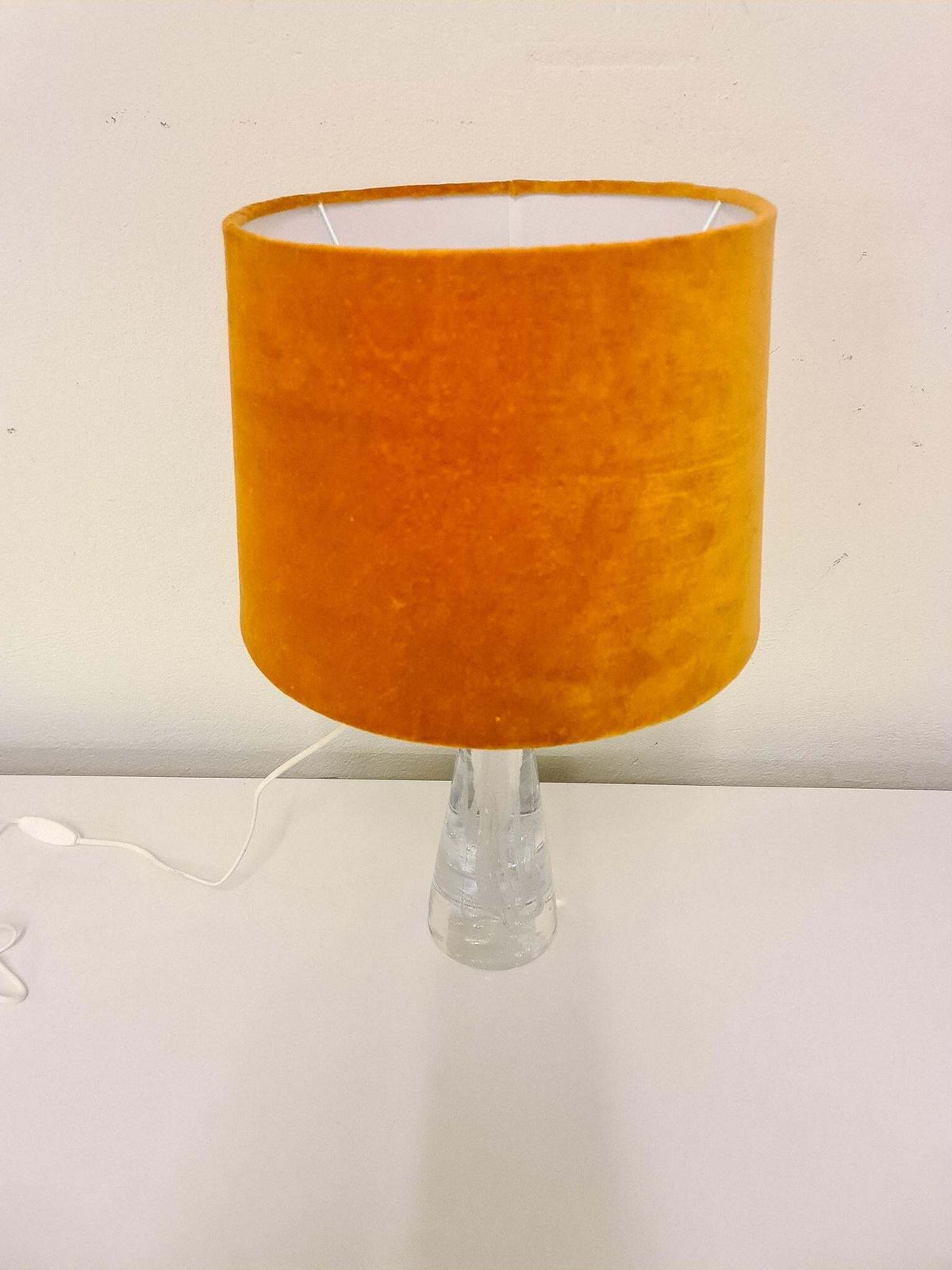 Midcentury Crystal Glass Table Lamp By Vicke Lindstrand Kosta, Sweden photo for sale