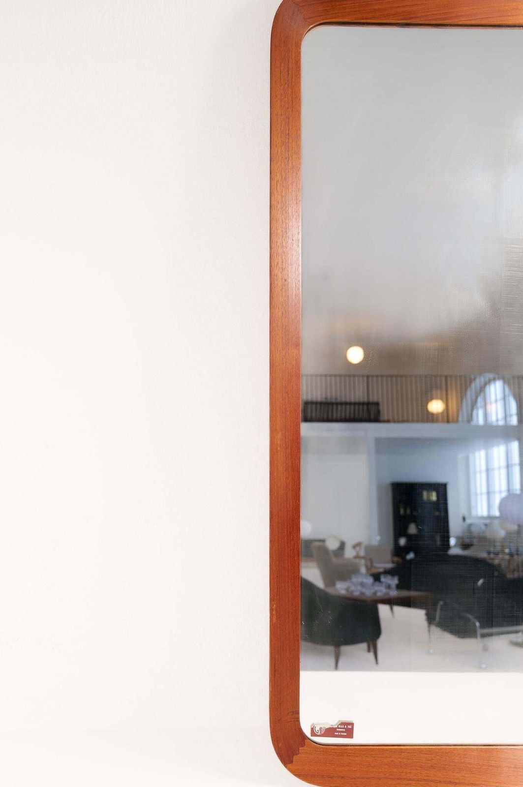 Midcentury Modern Sculptural Wall Mirror, Teak, Crystal Glass, Glas & Trä, 1960s photo for sale