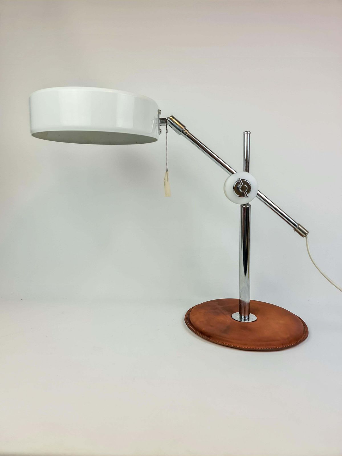 Vintage Midcentury Brown Leather Chrome Atelje Lyktan Desk Lamp, Sweden photo furniture