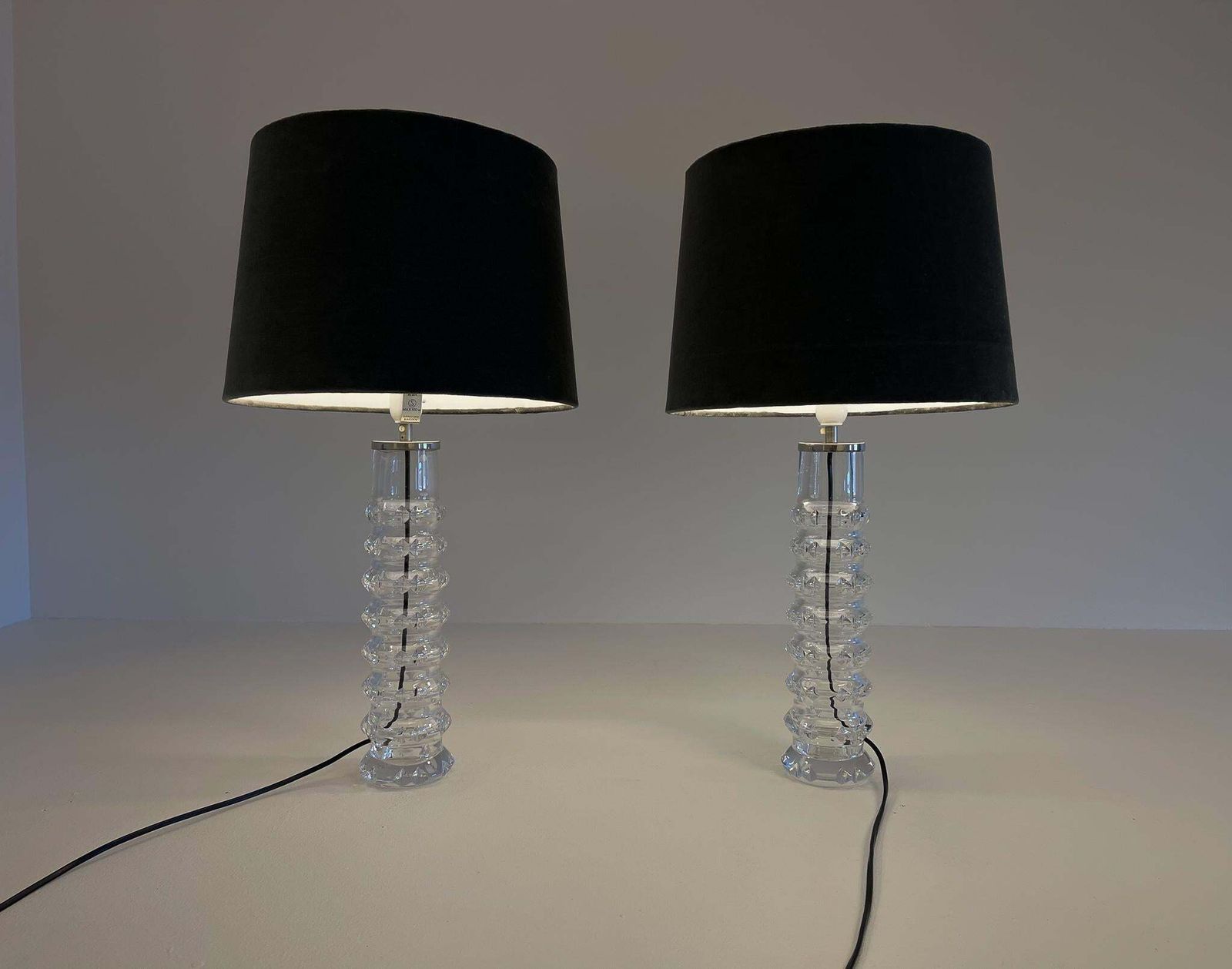 Midcentury Pair Of Crystal Lamps By Carl Fagerlund For Orrefors Sweden, 1970s photo furniture