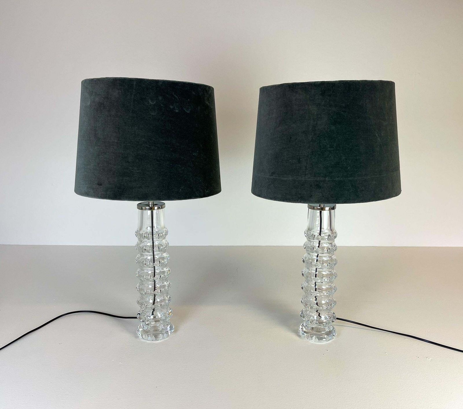 Midcentury Pair Of Crystal Lamps By Carl Fagerlund For Orrefors Sweden, 1970s photo 1796.0