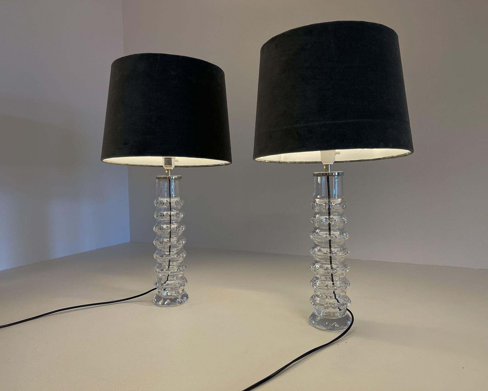 1796.0 Midcentury Pair Of Crystal Lamps By Carl Fagerlund For Orrefors Sweden, 1970s photo