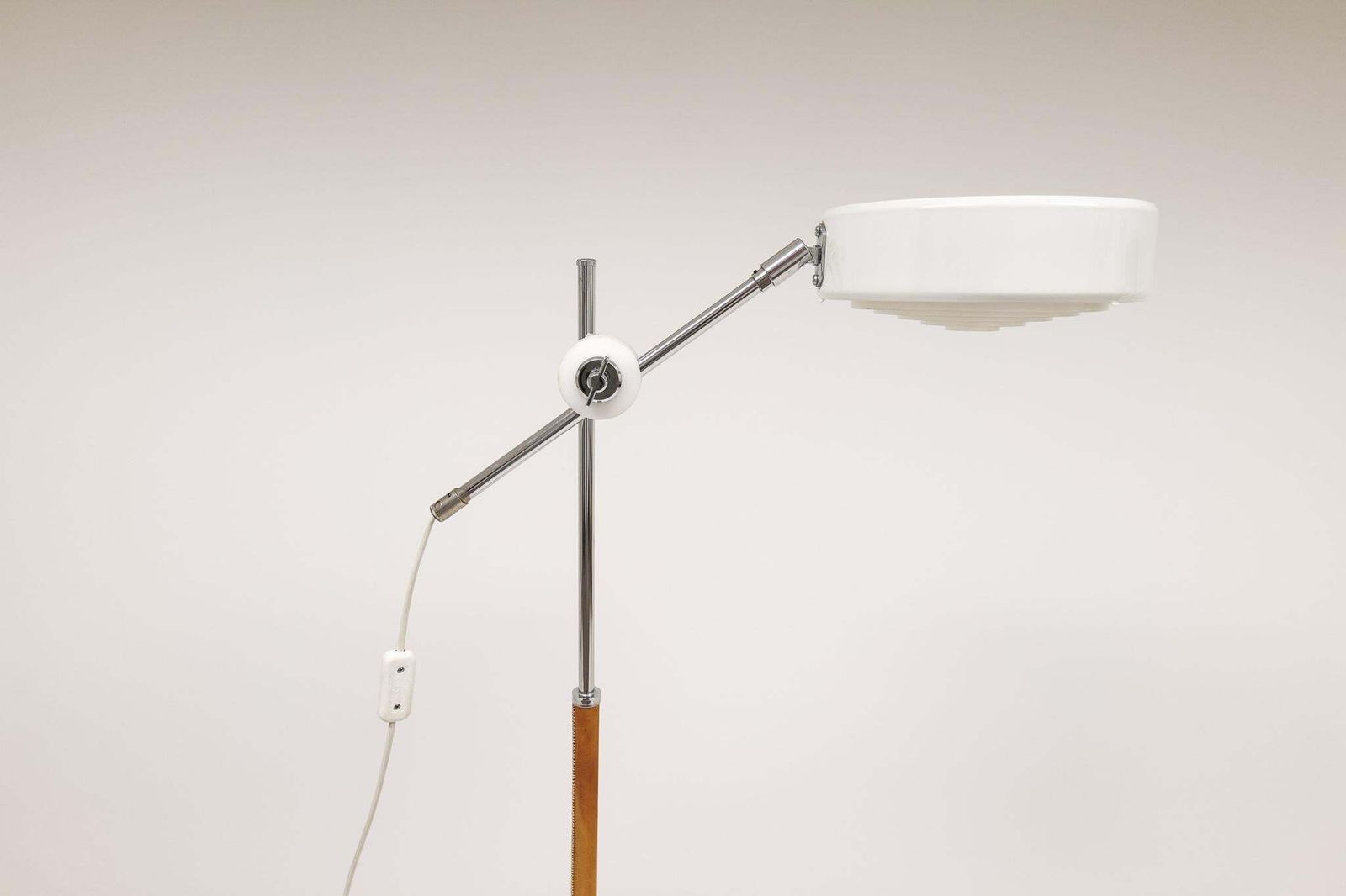 Vintage Midcentury Leather Chrome Floor Lamp Atelje Lyktan, Sweden photo Lighting