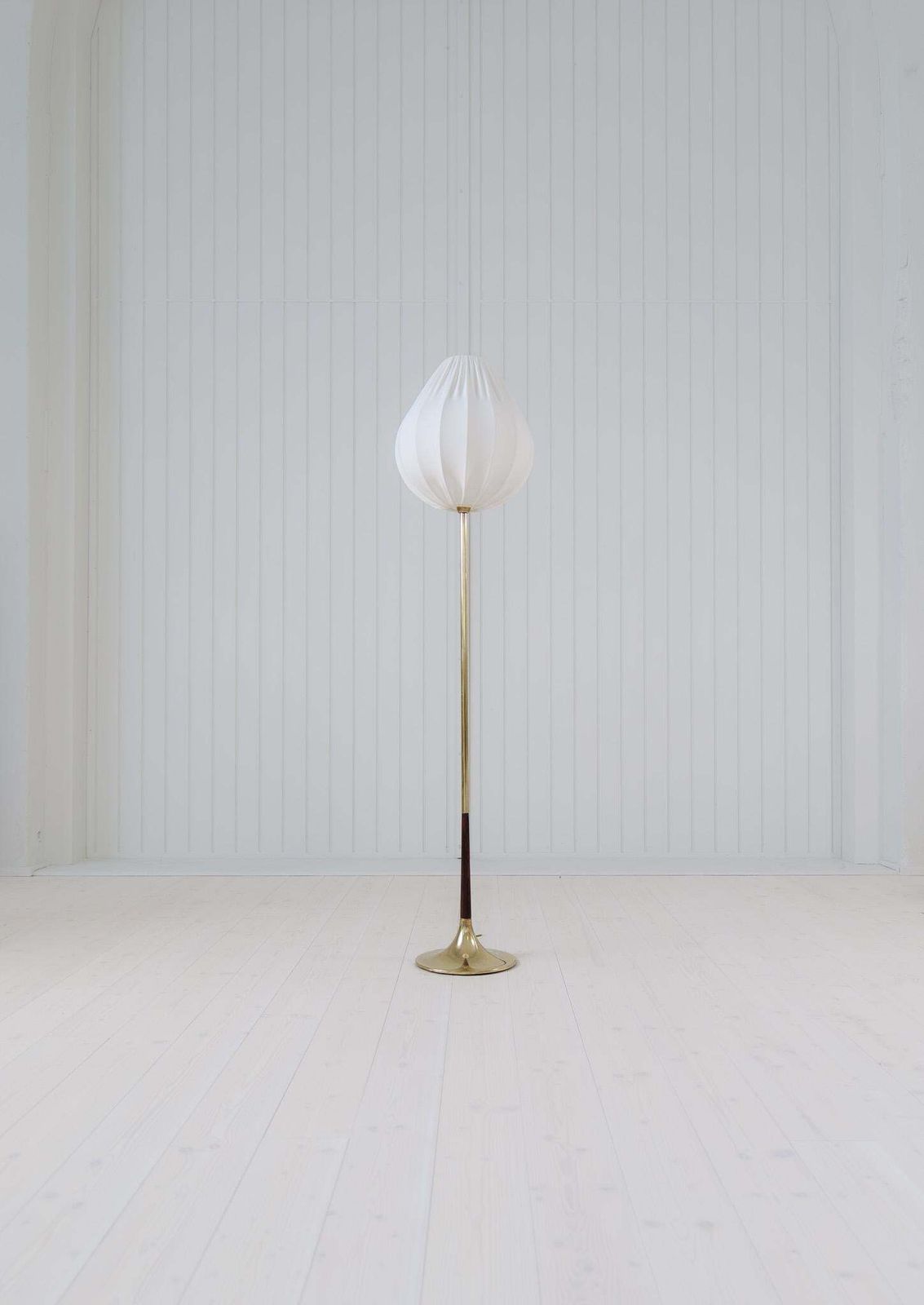 Midcentury Modern Trumpet Shaped Brass Floor Lamp, Sweden, 1960s photo for sale