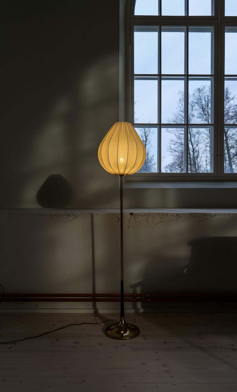 photo buy Midcentury Modern Trumpet Shaped Brass Floor Lamp, Sweden, 1960s