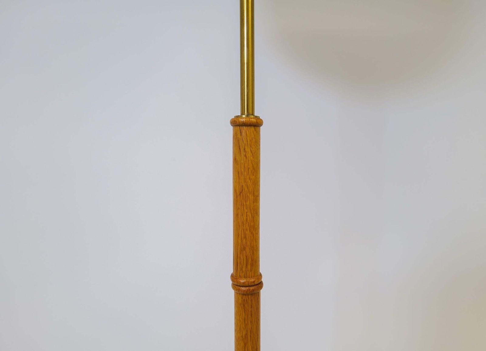 Midcentury Floor Lamp Brass And Oak Falkenbergs Belysning, Sweden, 1960s photo vintage
