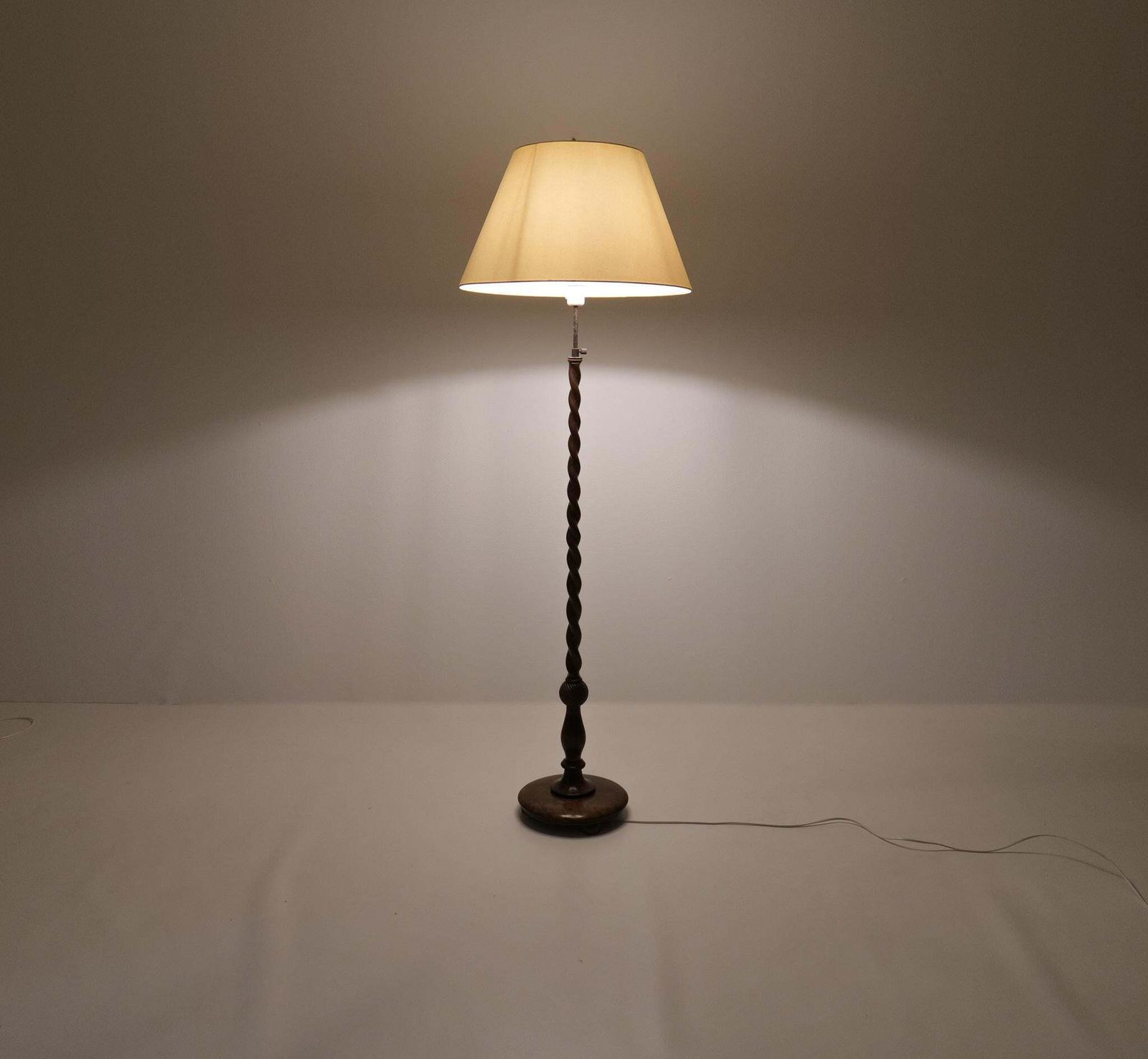 2394.0 Art Deco Organic Swirl Floor Lamp In Stained Birch Sweden, 1940s photo