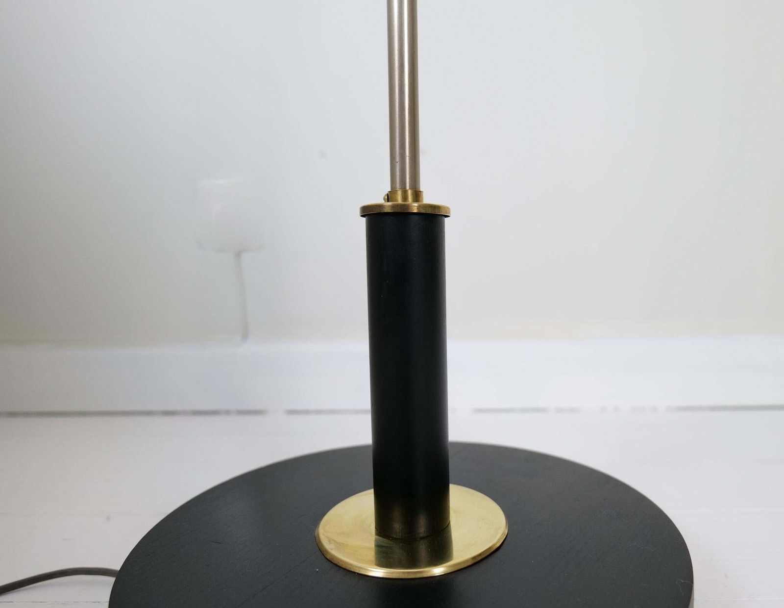 Lighting Art Deco Floor Lamp In Brass With Blackened Wood Sweden, 1940s photo