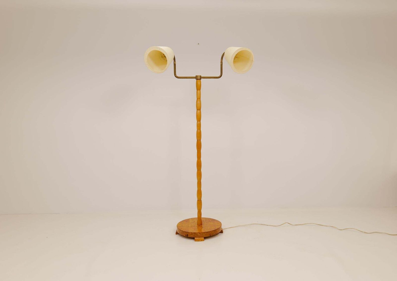 Midcentury Organic Floor Lamp In Birch And Brass Sweden, 1950s photo furniture