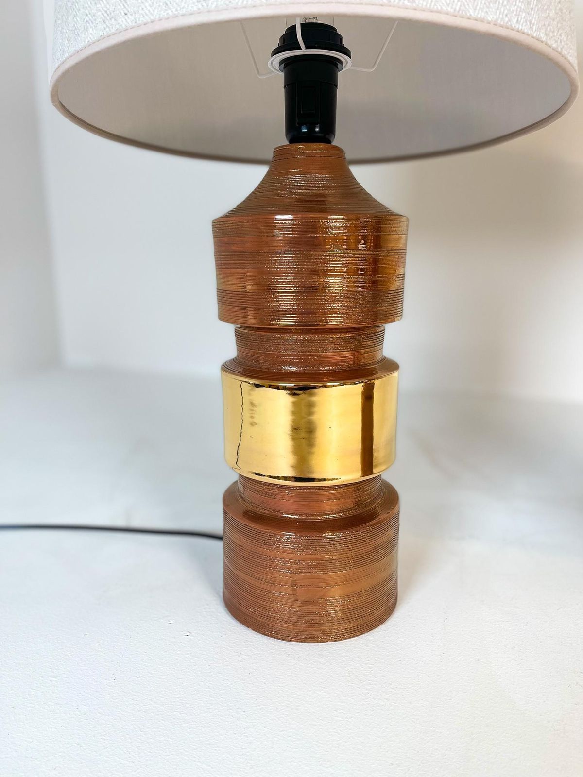 Midcentury Pair Of Large Brass Bergboms Bitossi Table Lamps, 1960s, Sweden photo buy