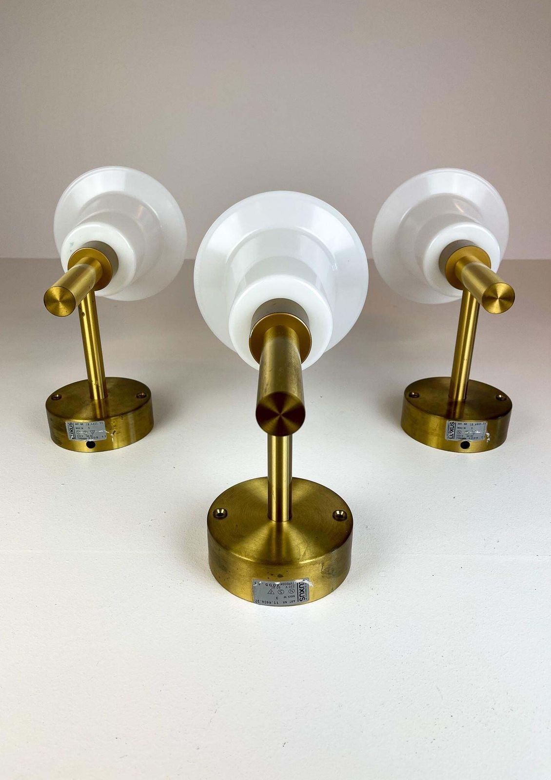 Midcentury Wall Mounted Brass And Acrylic Lamps Luxus, Sweden, 1960s photo 1154.0