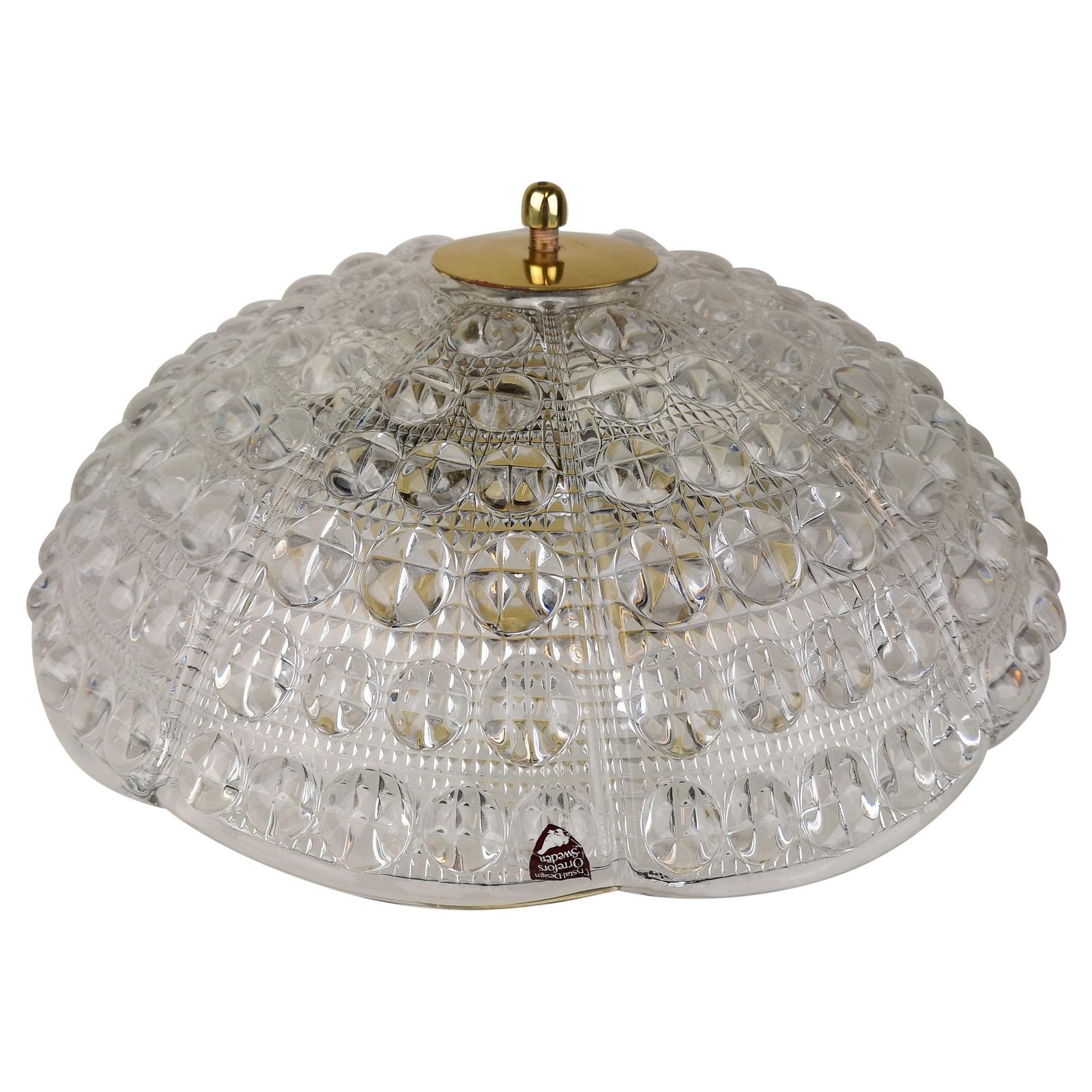 Crystal And Brass Ceiling Light By Carl Fagerlund For Orrefors, 1960s