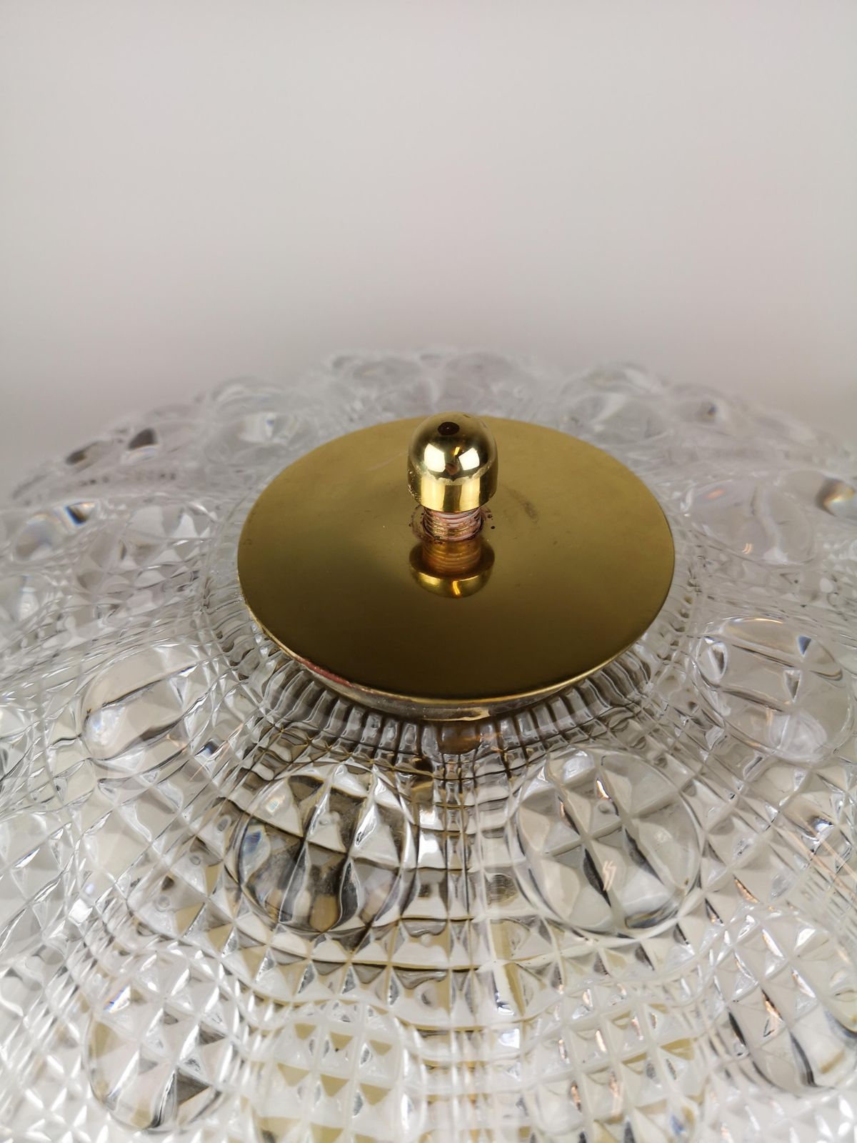 Crystal And Brass Ceiling Light By Carl Fagerlund For Orrefors, 1960s photo Lighting
