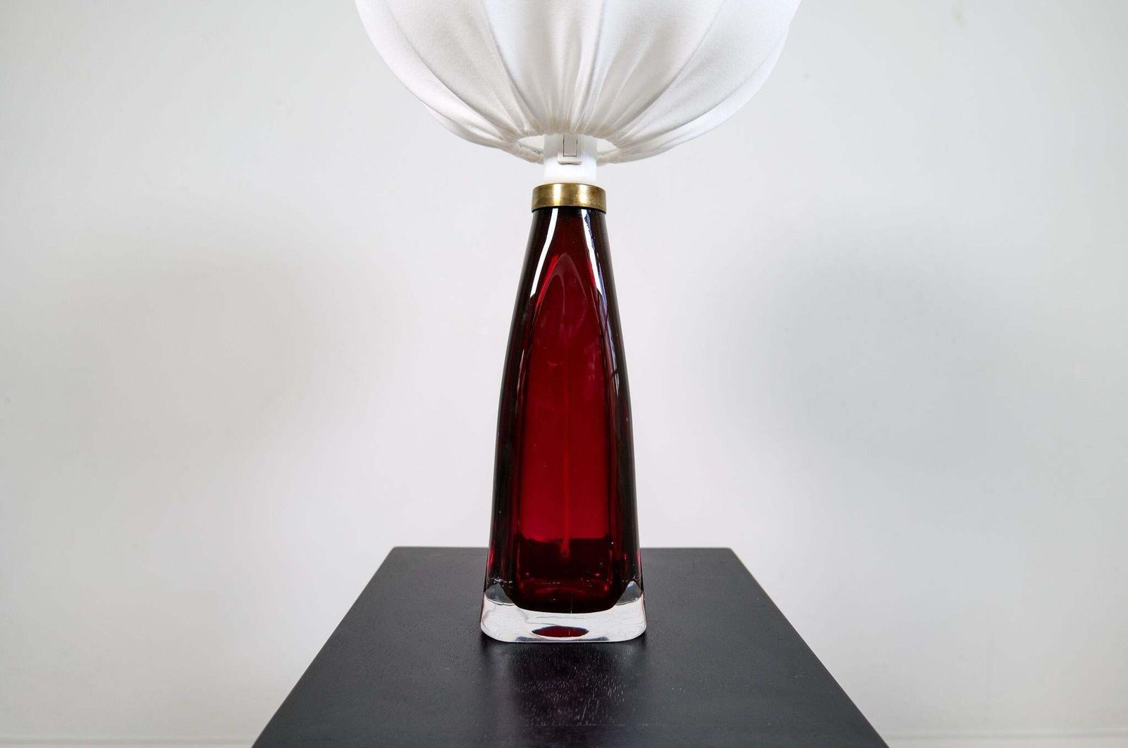 Midcentury Modern Table Lamp With Cotton Shade Carl Fagerlund Orrefors Sweden photo buy