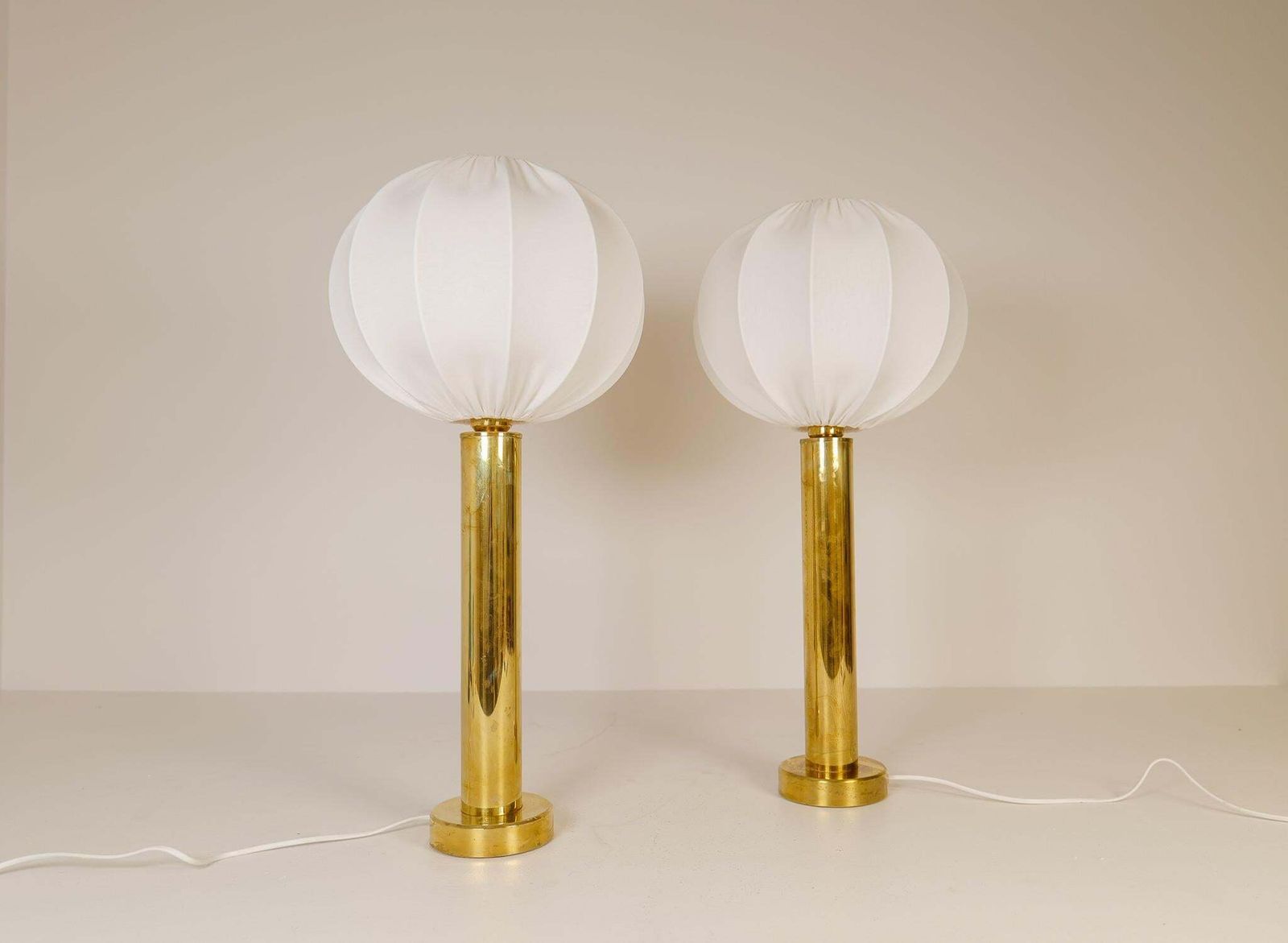 Midcentury Pair Of Brass Table Lamps By Kosta Elarmatur, Sweden, 1960s photo for sale