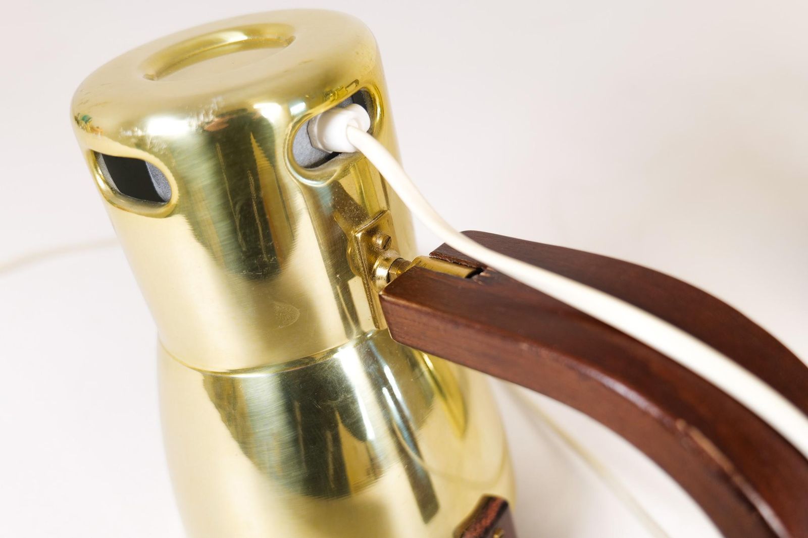 photo vintage Hans Agne Jakobsson Brass And Stained Wood Wall Lamps, Sweden, 1970s