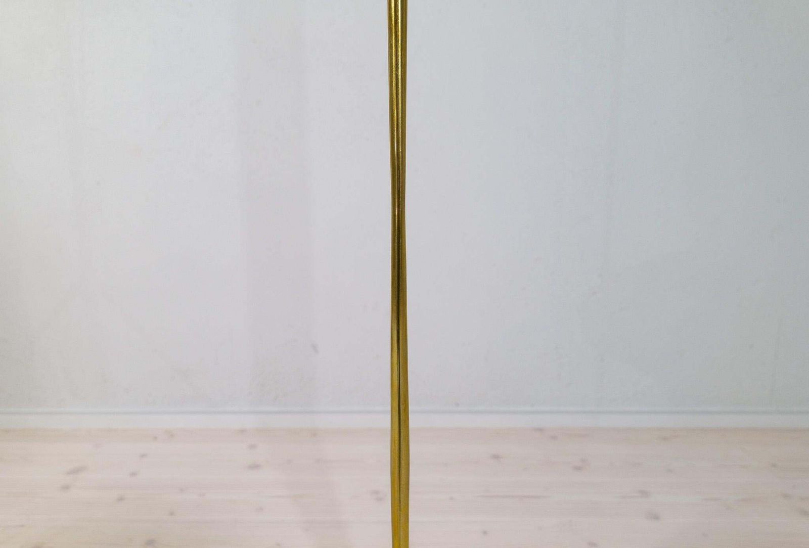photo for sale Midcentury Modern Asea Brass Floor Lamp With Round Cotton Shade, Sweden, 1960s