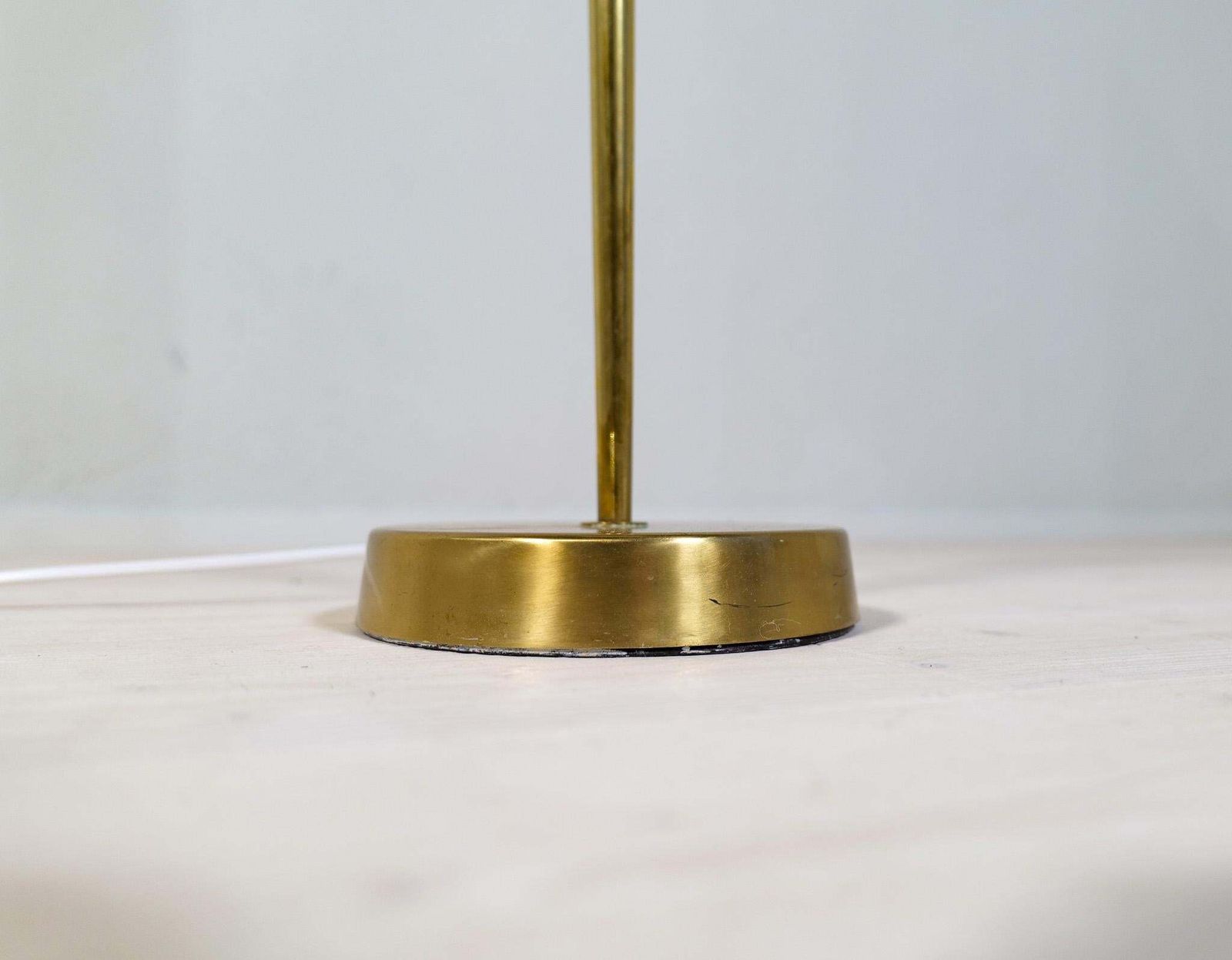 Lighting Midcentury Modern Asea Brass Floor Lamp With Round Cotton Shade, Sweden, 1960s photo