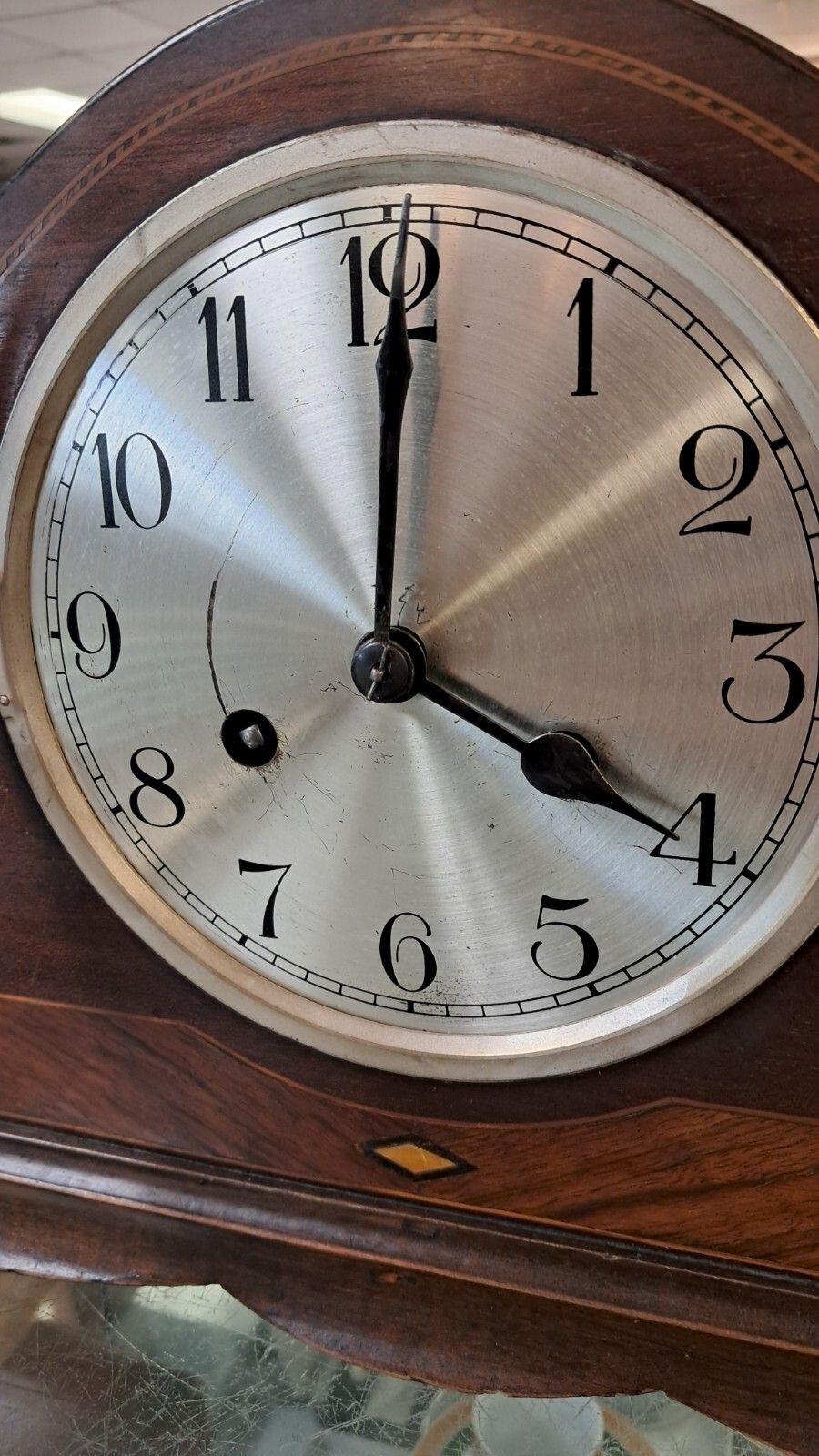 Vintage Inlaid Mahogany Napolean Mantle Clock, Early 20th Century photo Home Decor