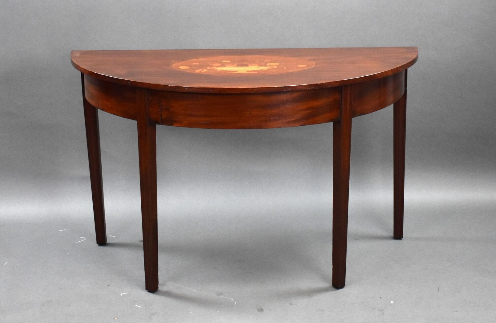Pair Of George III Mahogany Inlaid Console Tables photo for sale